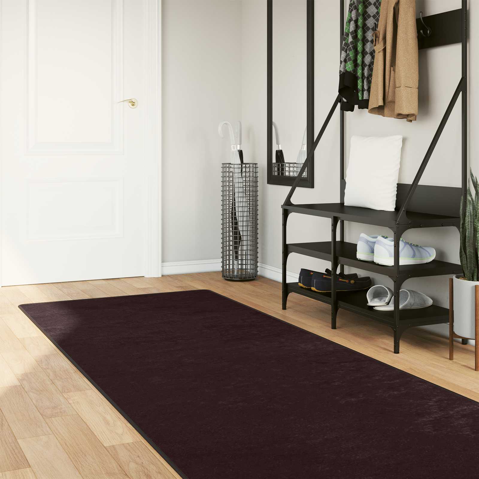 Teppich Waschbar Φ120 Cm Anthrazit