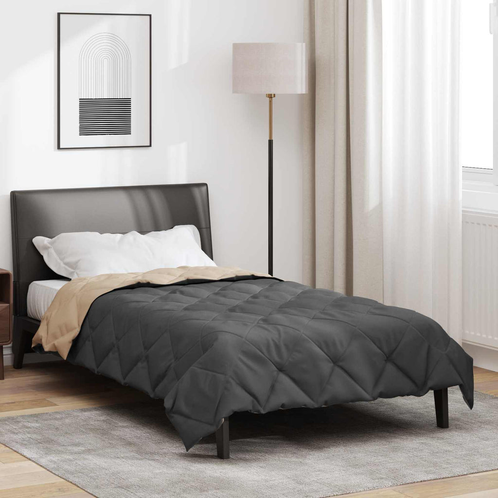 Sommerdecke 200 X 135 Cm Microfiber Anthrazit Und Taupe