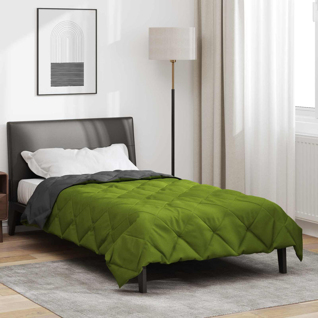 Sommerdecke 200 X 135 Cm Microfiber Grün Und Anthrazit