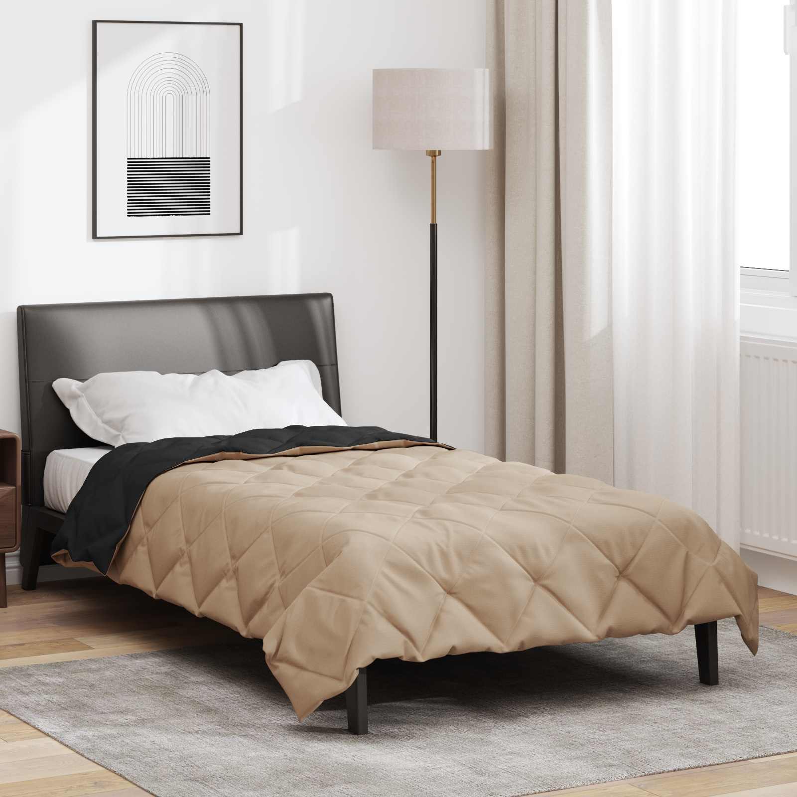 Ganzjahresbettdecke Microfiber Schwarz Und Taupe