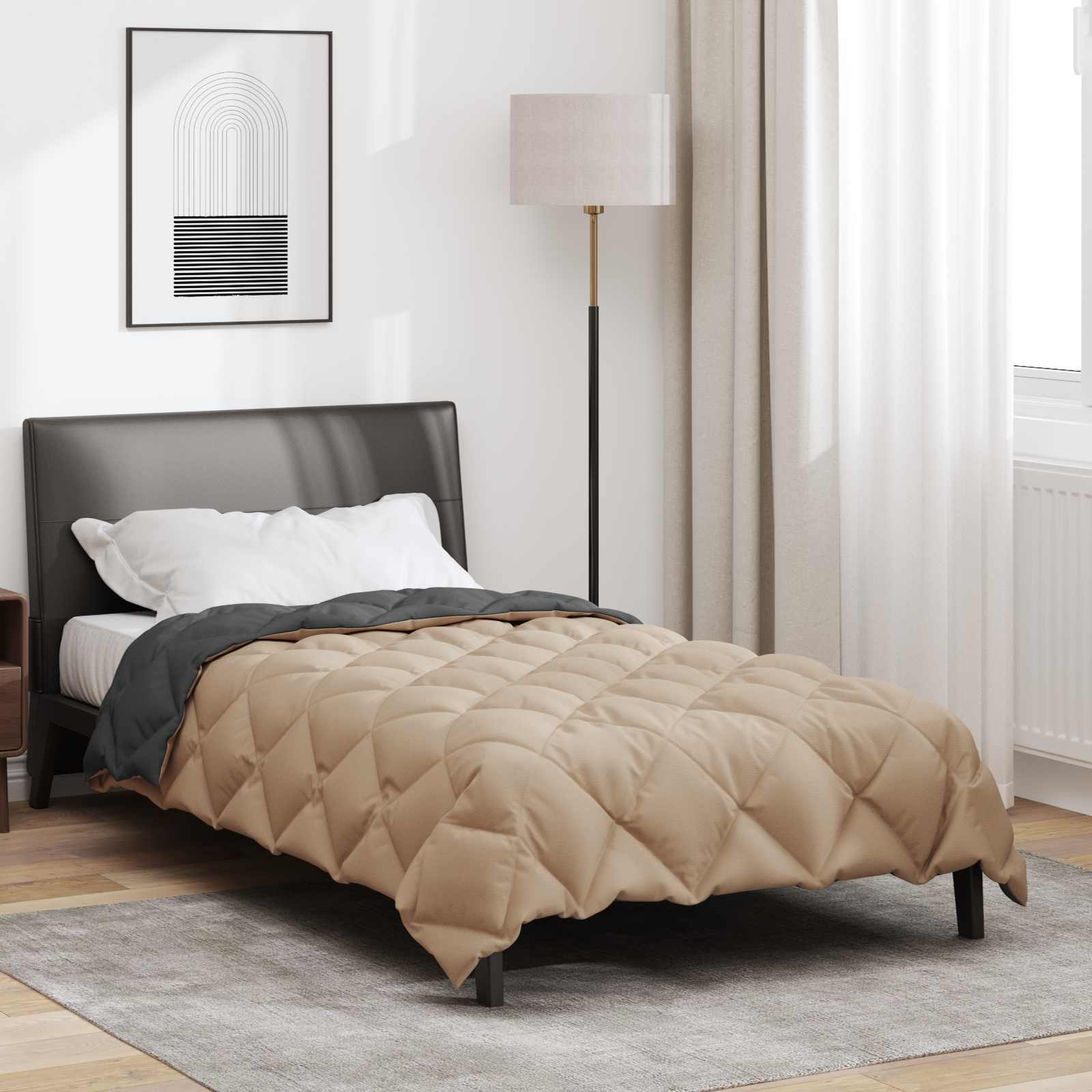 Winterbettdecke Microfiber Anthrazit Und Taupe