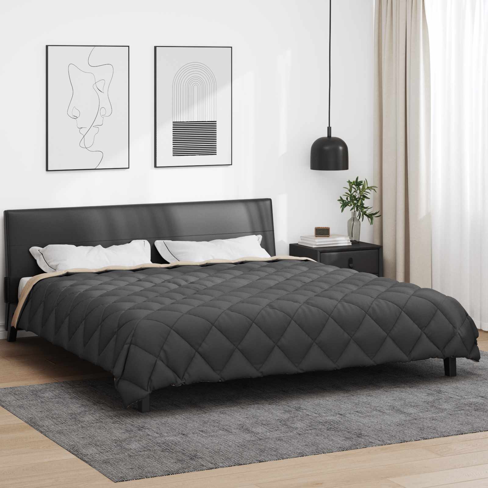 Winterbettdecke Microfiber Anthrazit Und Taupe
