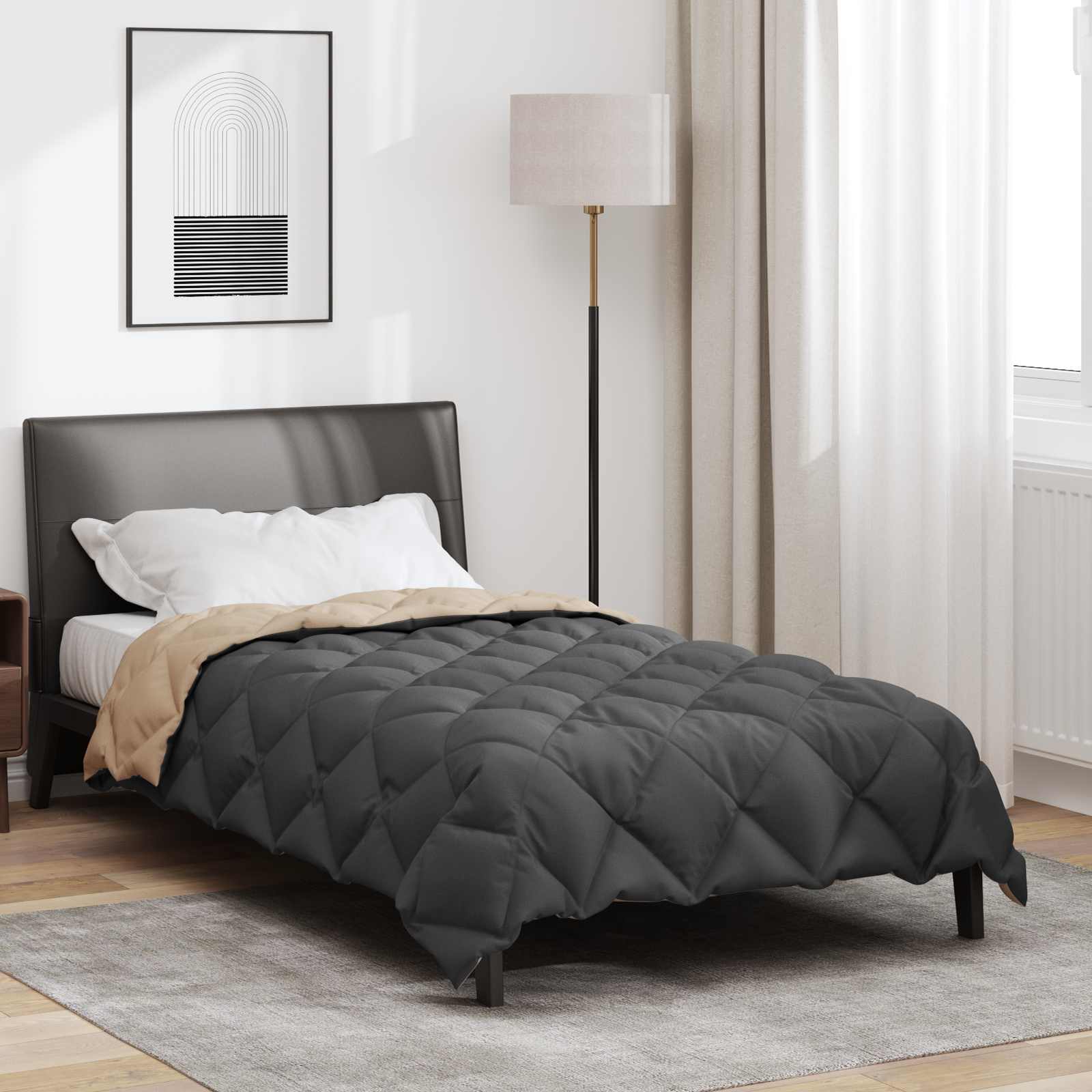 Winterbettdecke Microfiber Anthrazit Und Taupe