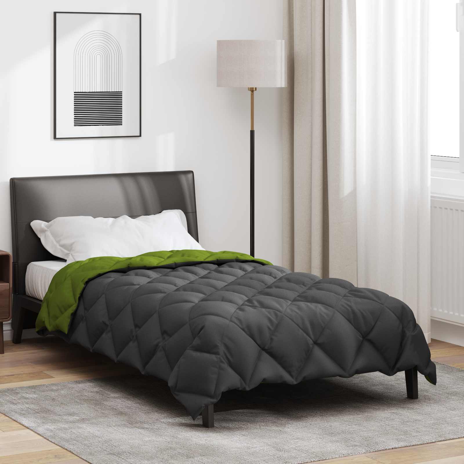 Winterbettdecke Microfiber Grün Und Anthrazit