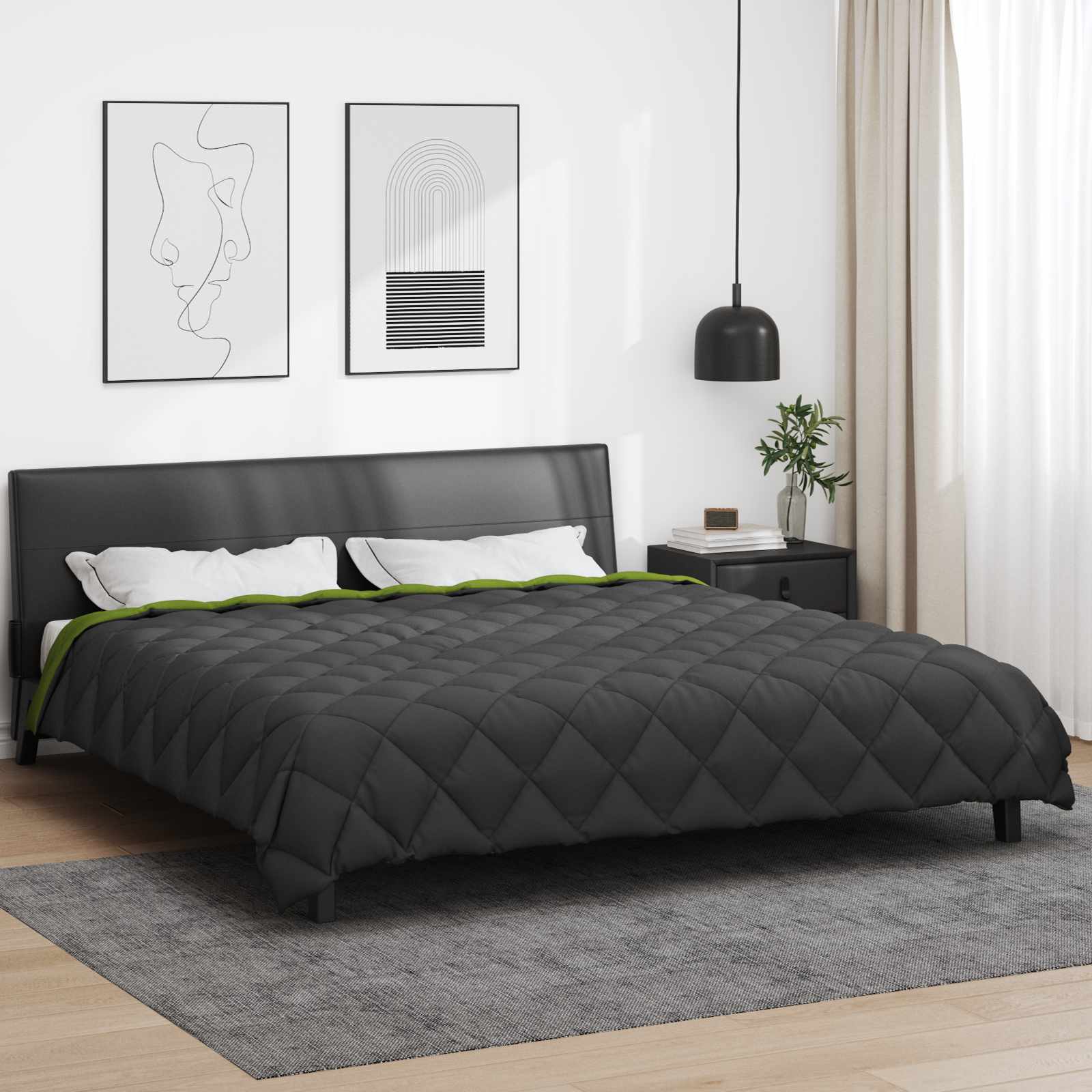 Winterbettdecke Microfiber Grün Und Anthrazit