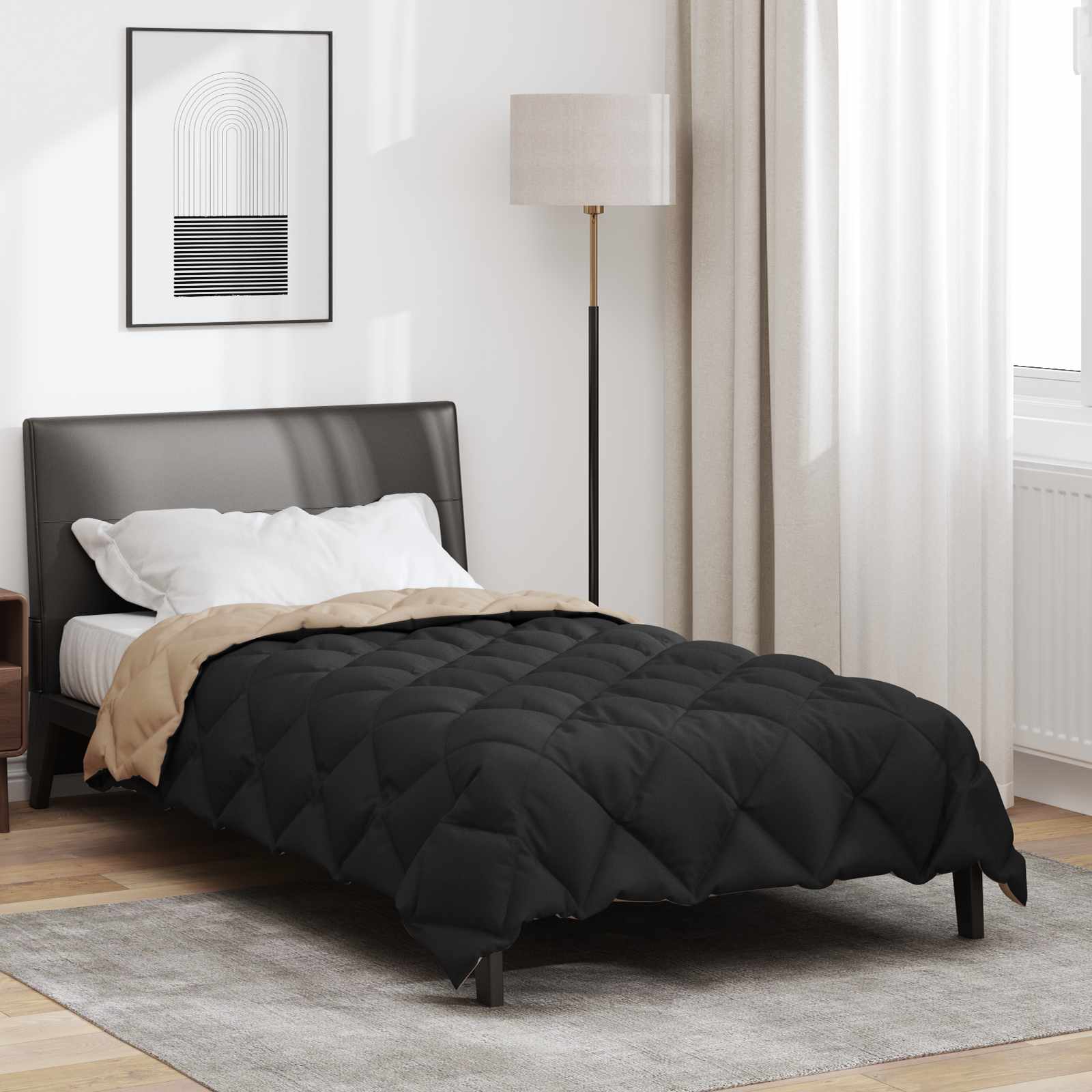 Winterbettdecke Microfiber Schwarz Und Taupe
