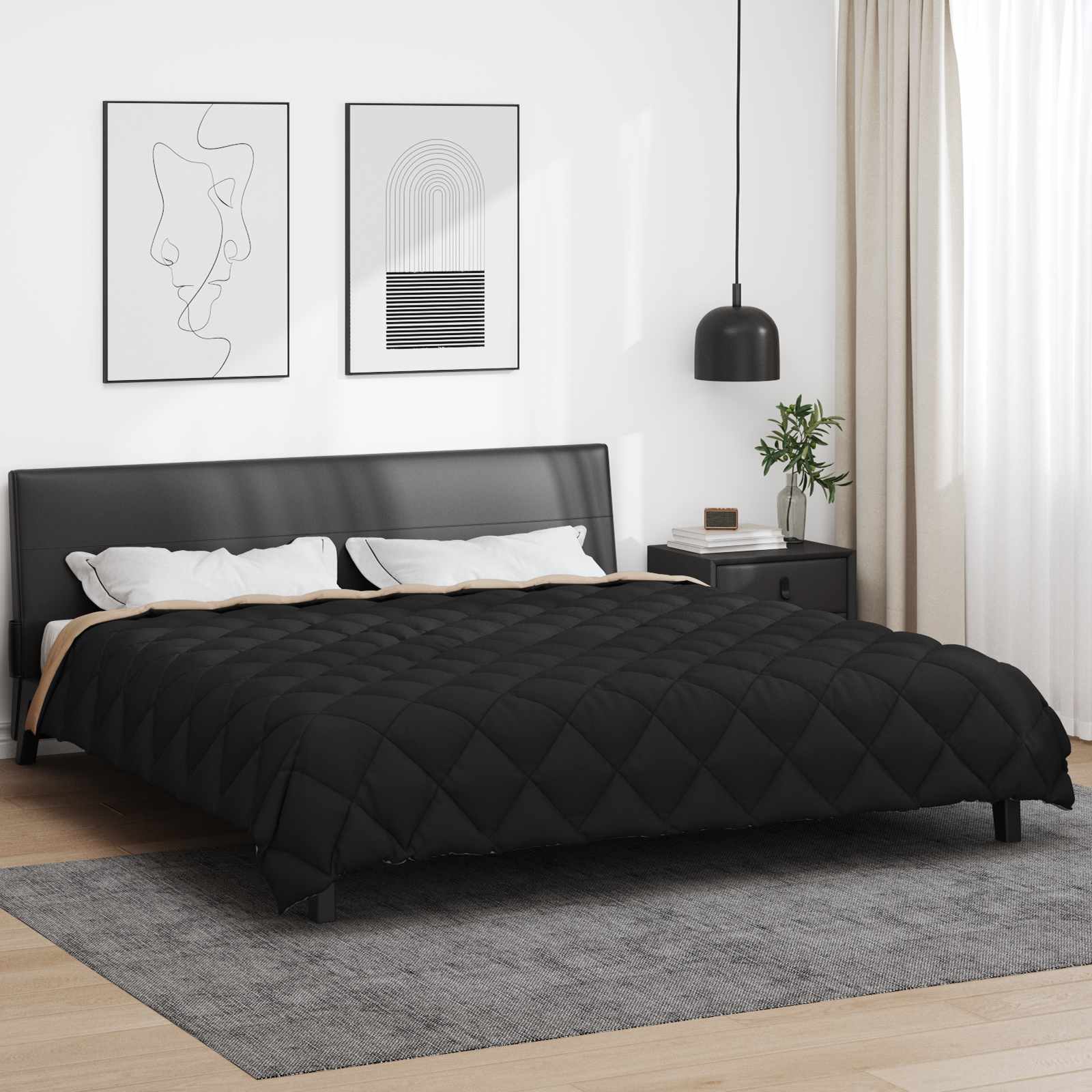Winterbettdecke Microfiber Schwarz Und Taupe