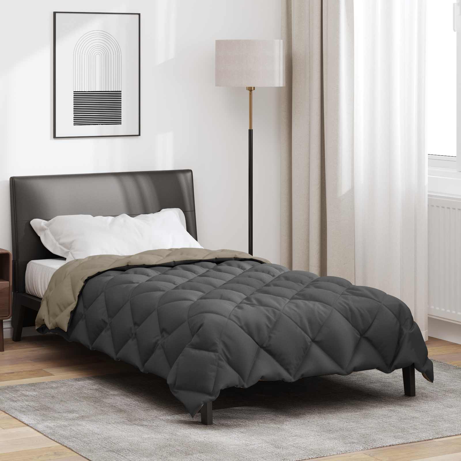 Winterbettdecke Microfiber Hellgrau Und Anthrazit