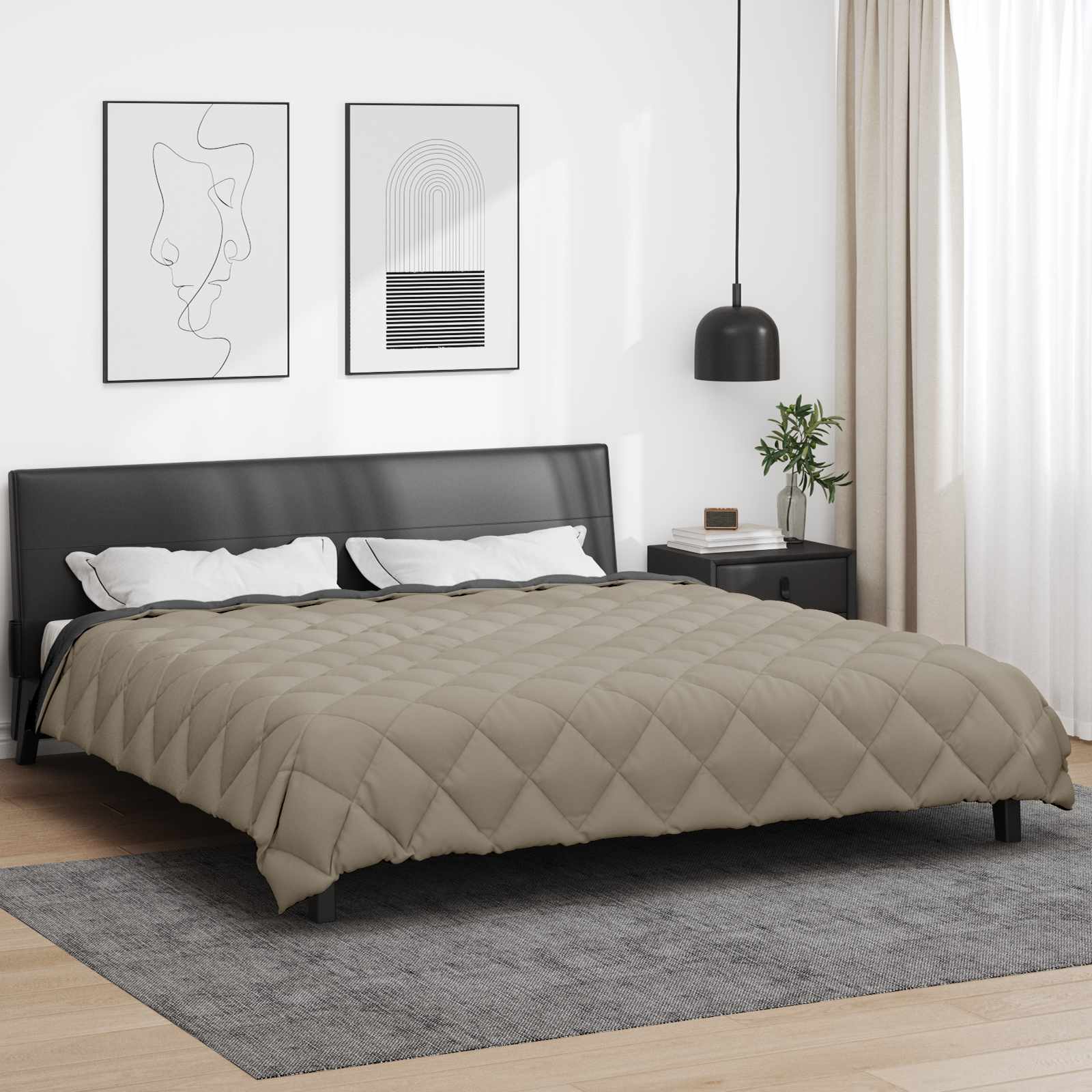 Winterbettdecke Microfiber Hellgrau Und Anthrazit