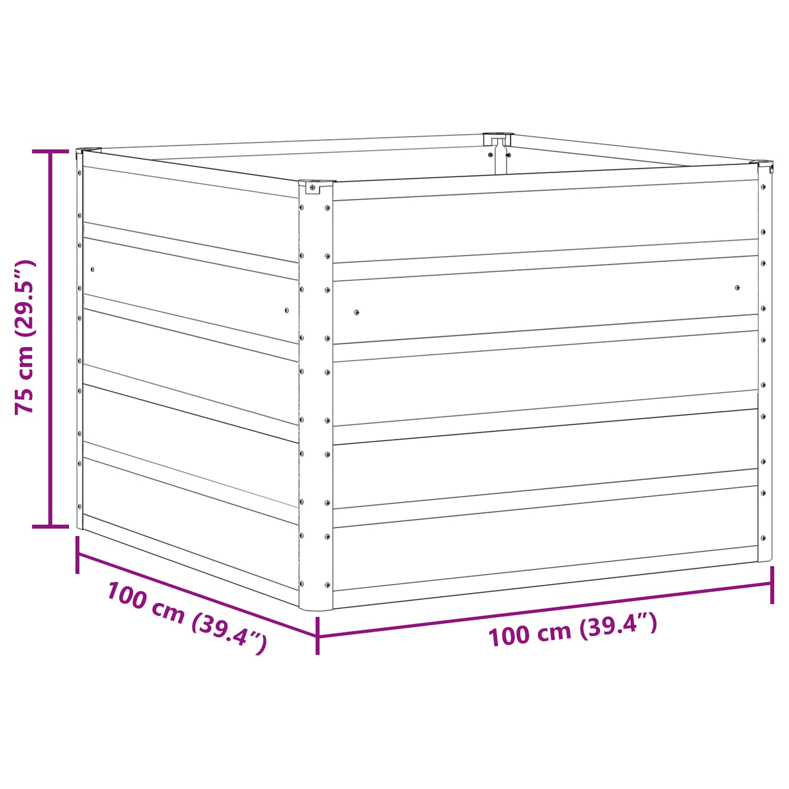 Pflanzkübel Anthrazit 100 X 100 X 75 Cm Stahl