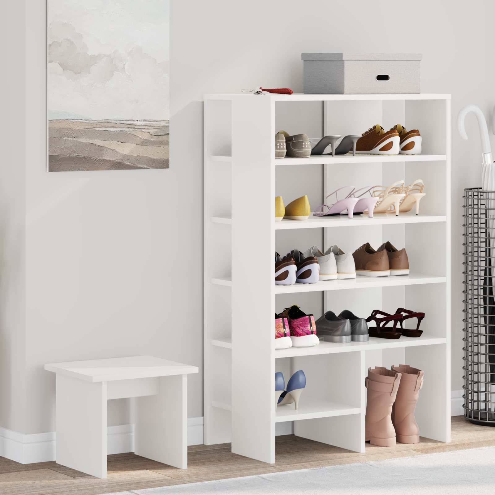 Schuhschrank Mit Regal Mit Speicher 2 Pcs Holzwerkstoff