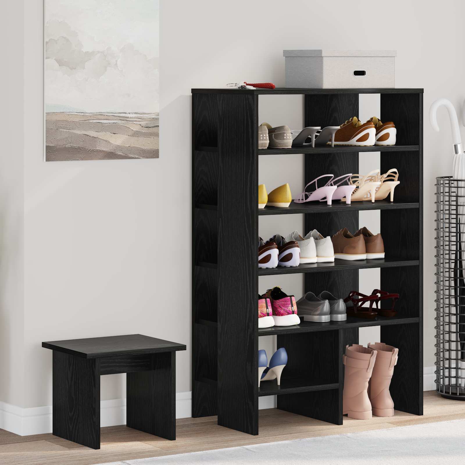 Schuhschrank Mit Regal Mit Speicher 2 Pcs Holzwerkstoff