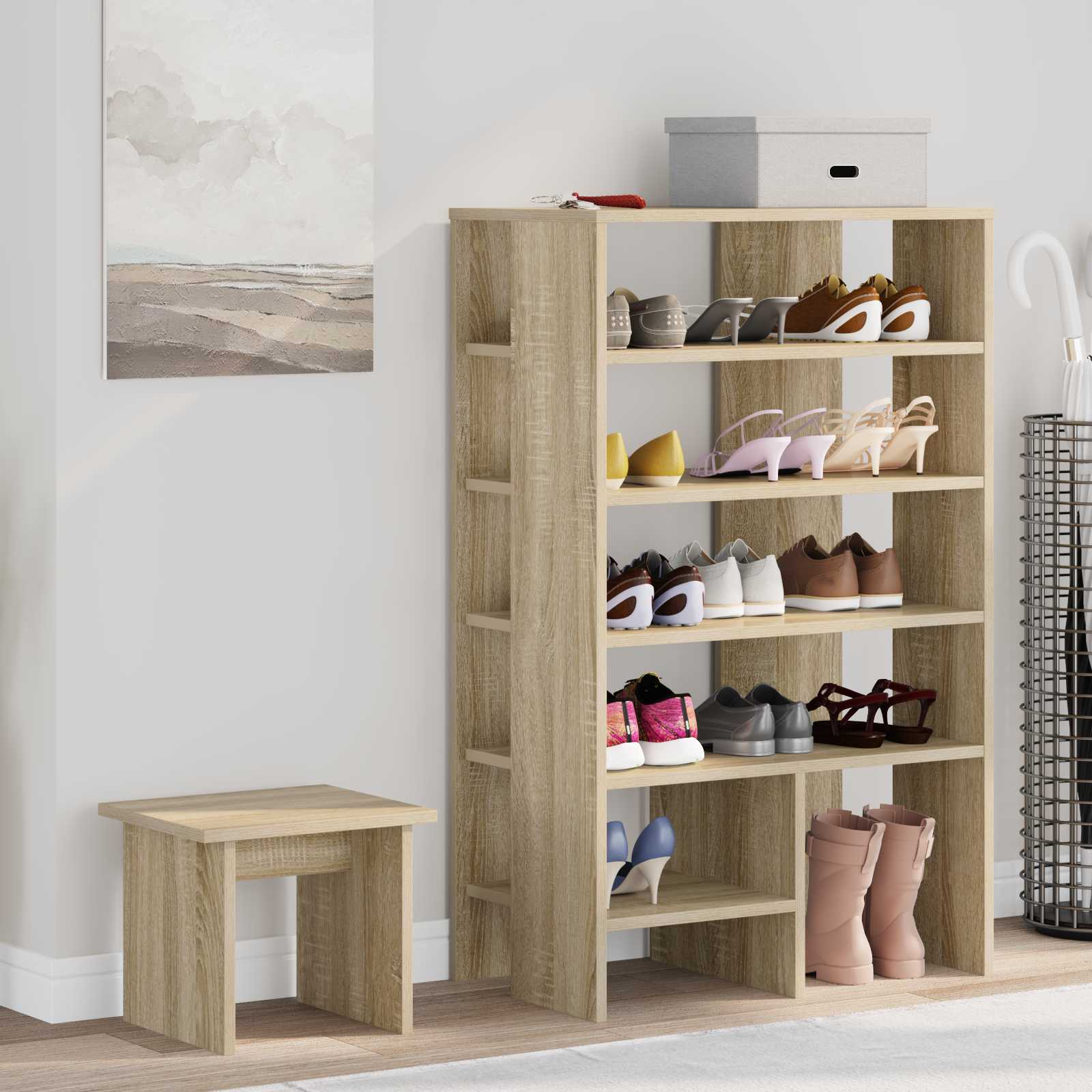 Schuhschrank Mit Regal Mit Speicher 2 Pcs Holzwerkstoff