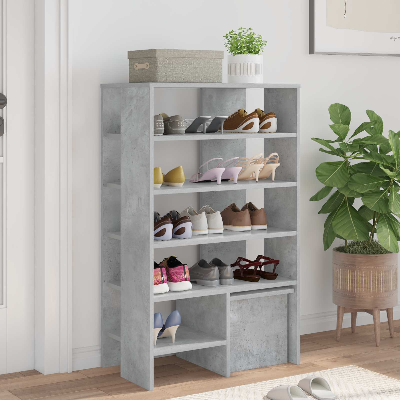 Schuhschrank Mit Regal Mit Speicher 2 Pcs Holzwerkstoff