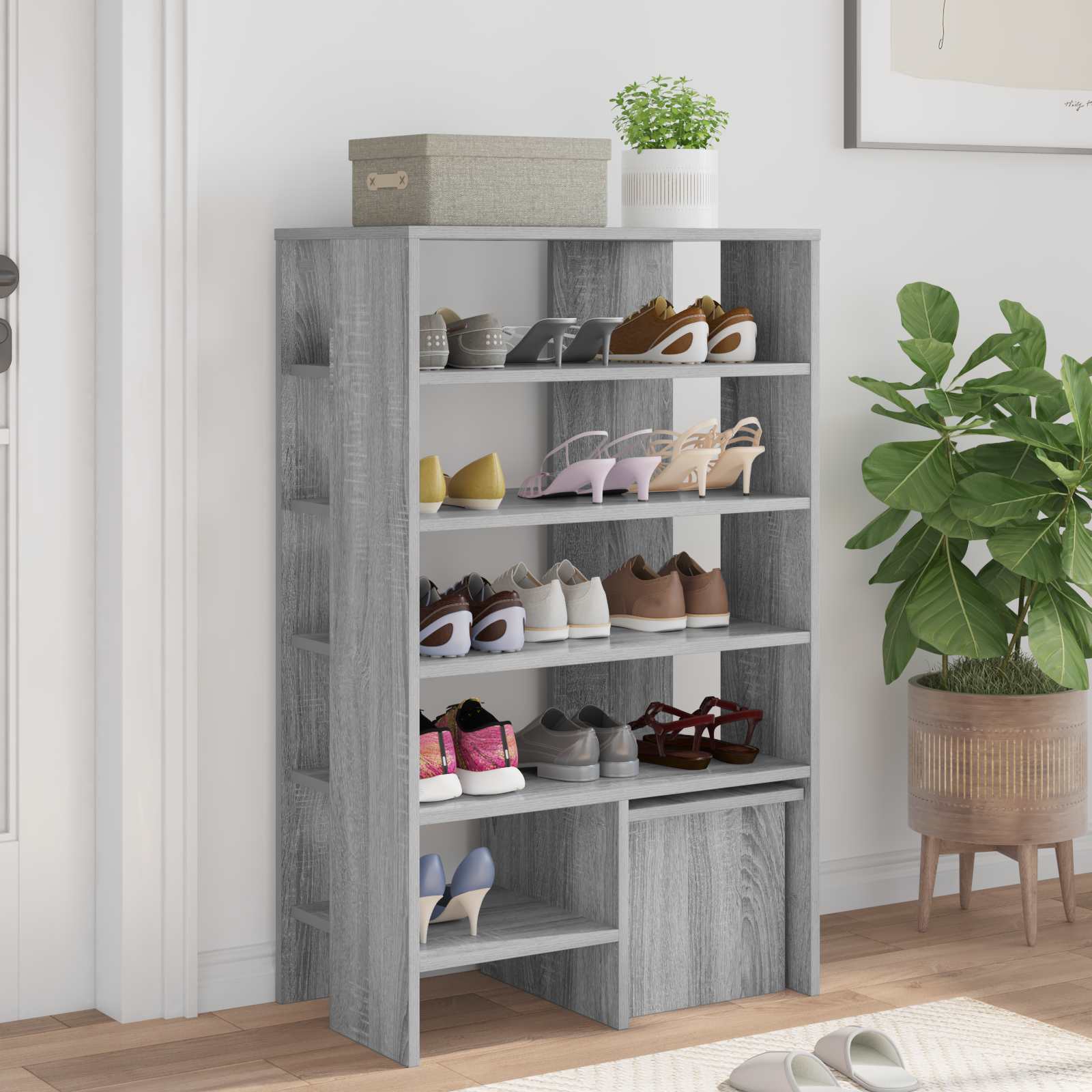 Schuhschrank Mit Regal Mit Speicher 2 Pcs Holzwerkstoff
