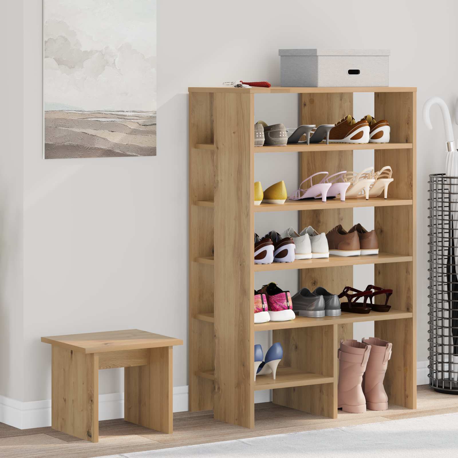 Schuhschrank Mit Regal Mit Speicher 2 Pcs Holzwerkstoff