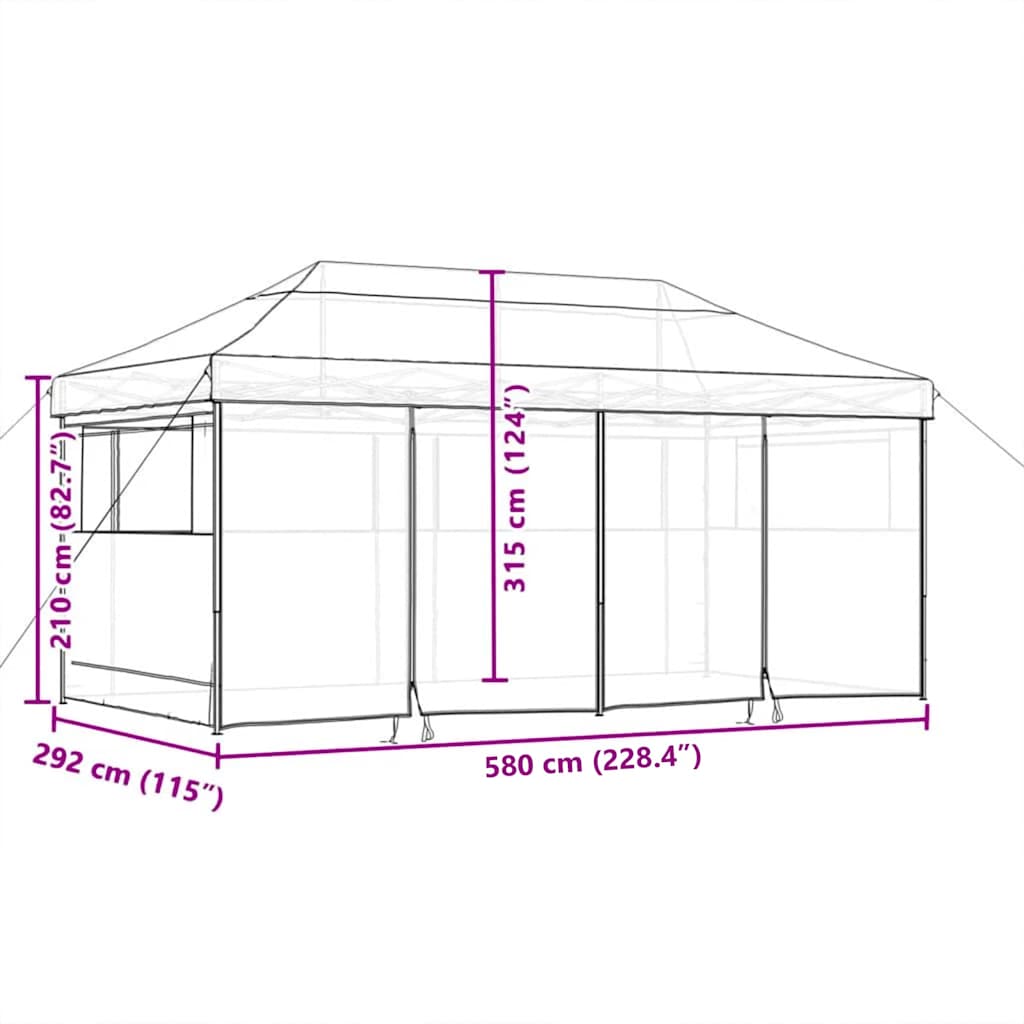 Party Tent Pop-Up Taupe 580 X 292 X 315 Cm Oxford-Stoff