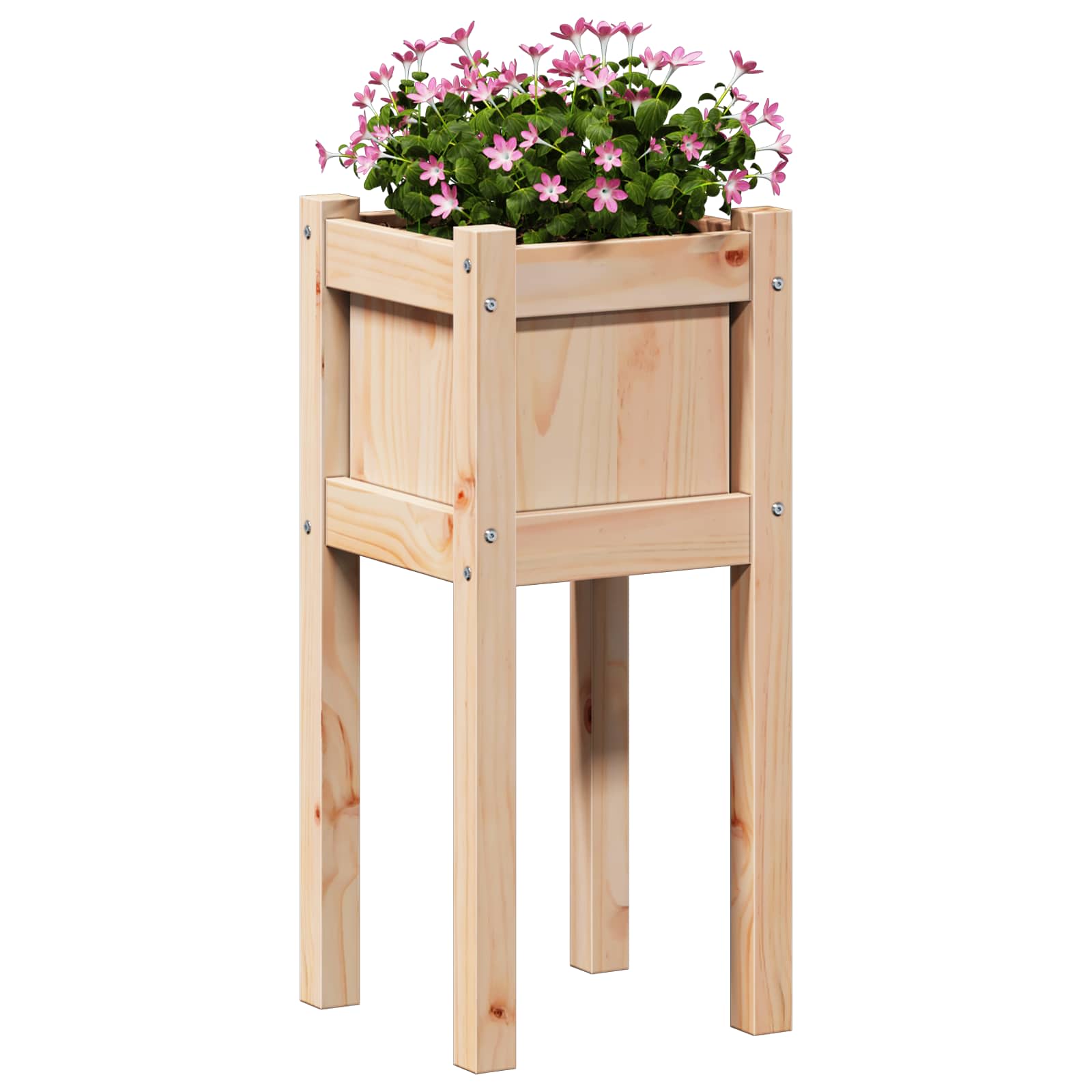 Garten-Pflanzgefäß Natur 31 X 31 X 70 Cm Massives Kiefernholz