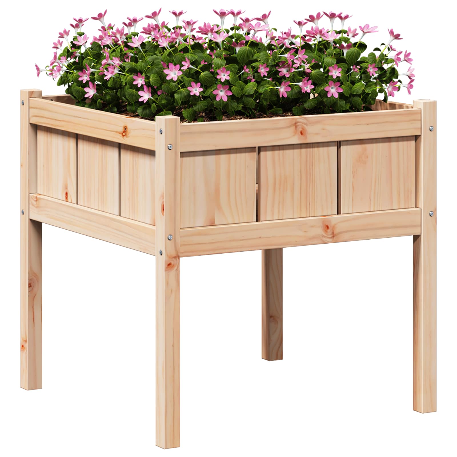 Garten-Pflanzgefäß Natur 70 X 70 X 70 Cm Massives Kiefernholz