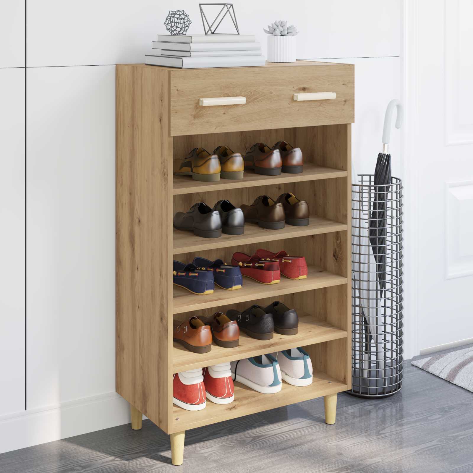 Schuhschrank Mit Regal 60 X 35 X 105 Cm Holzwerkstoff