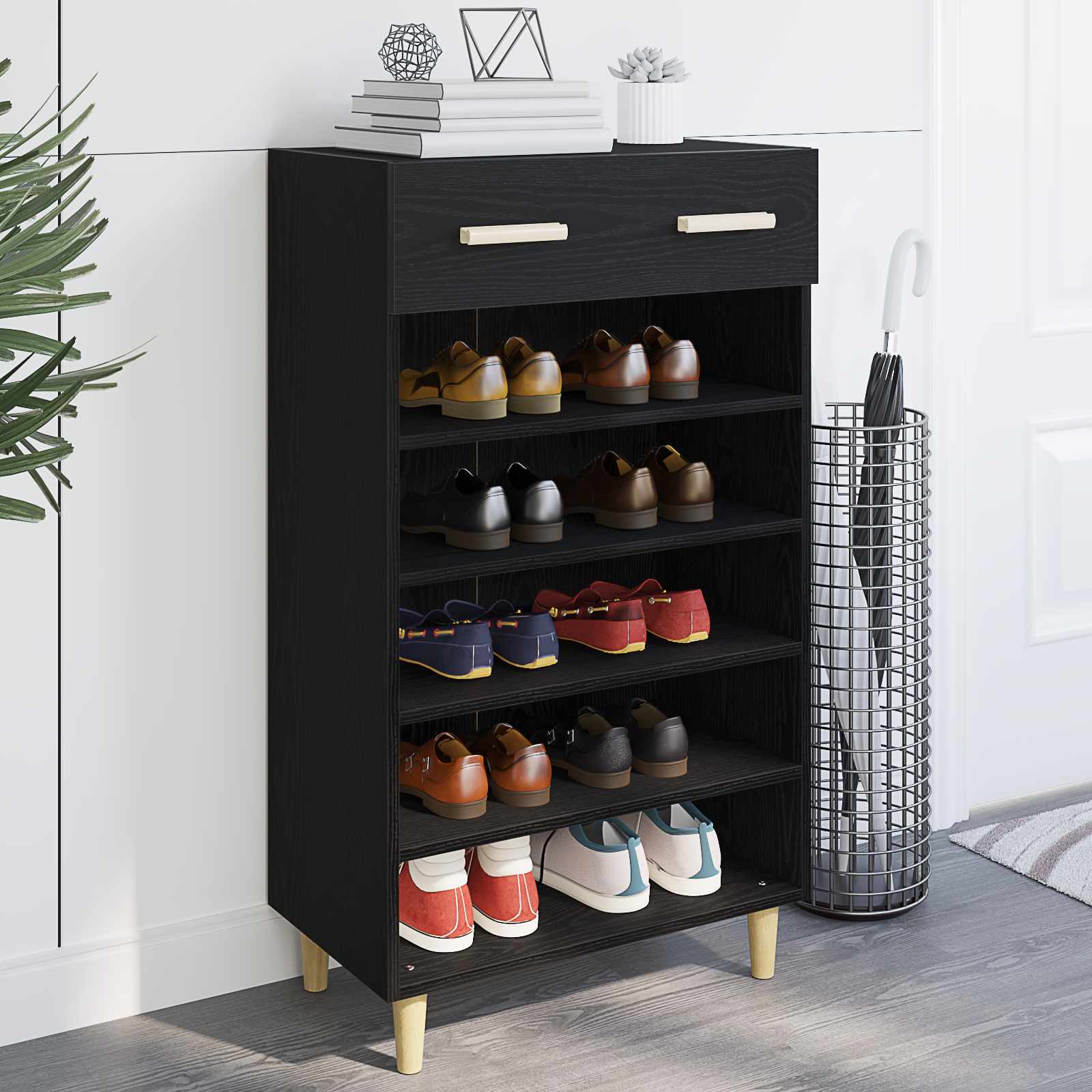 Schuhschrank Mit Regal 60 X 35 X 105 Cm Holzwerkstoff