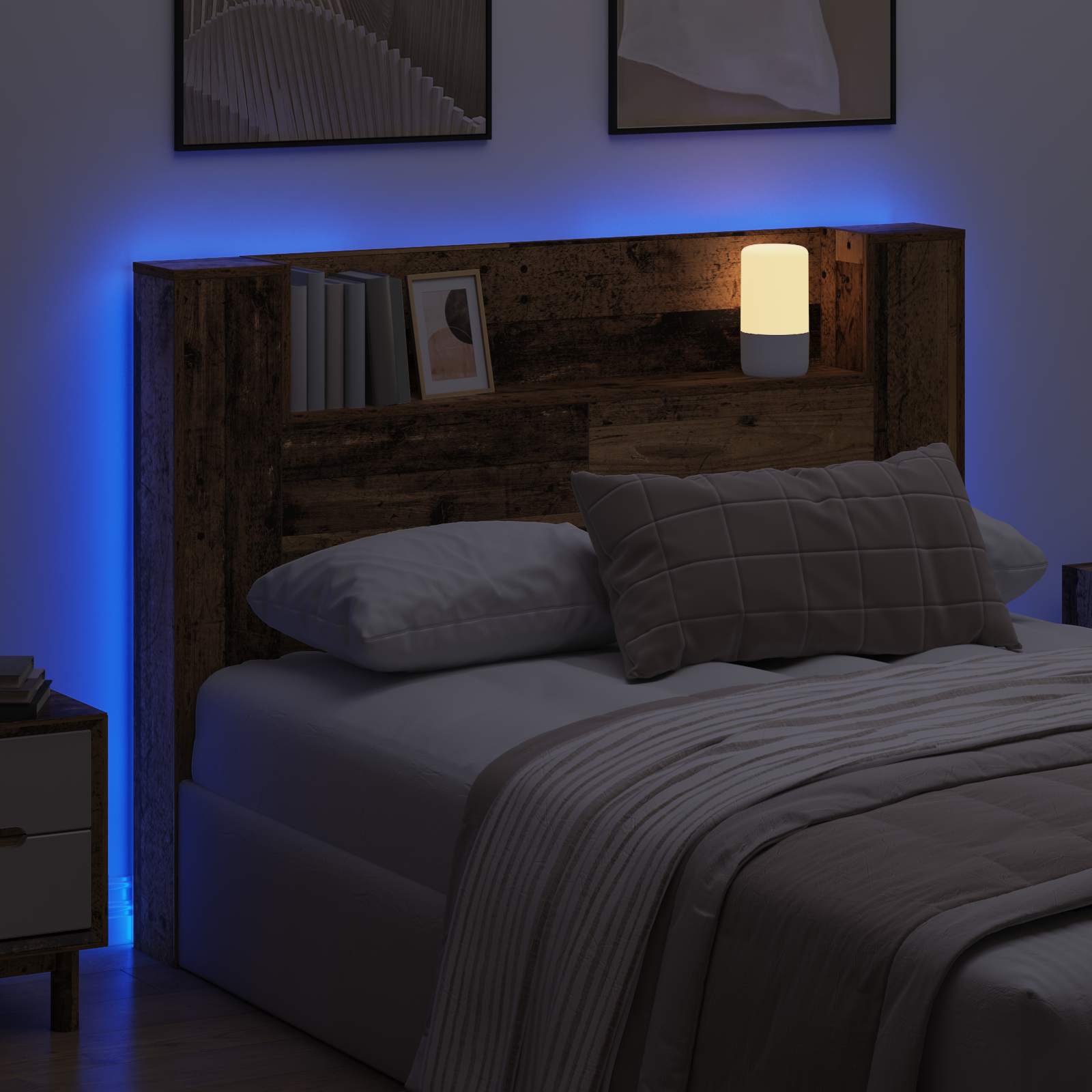 Kopfteil-Schrank Mit Led 140 X 16,5 X 103,5 Cm
