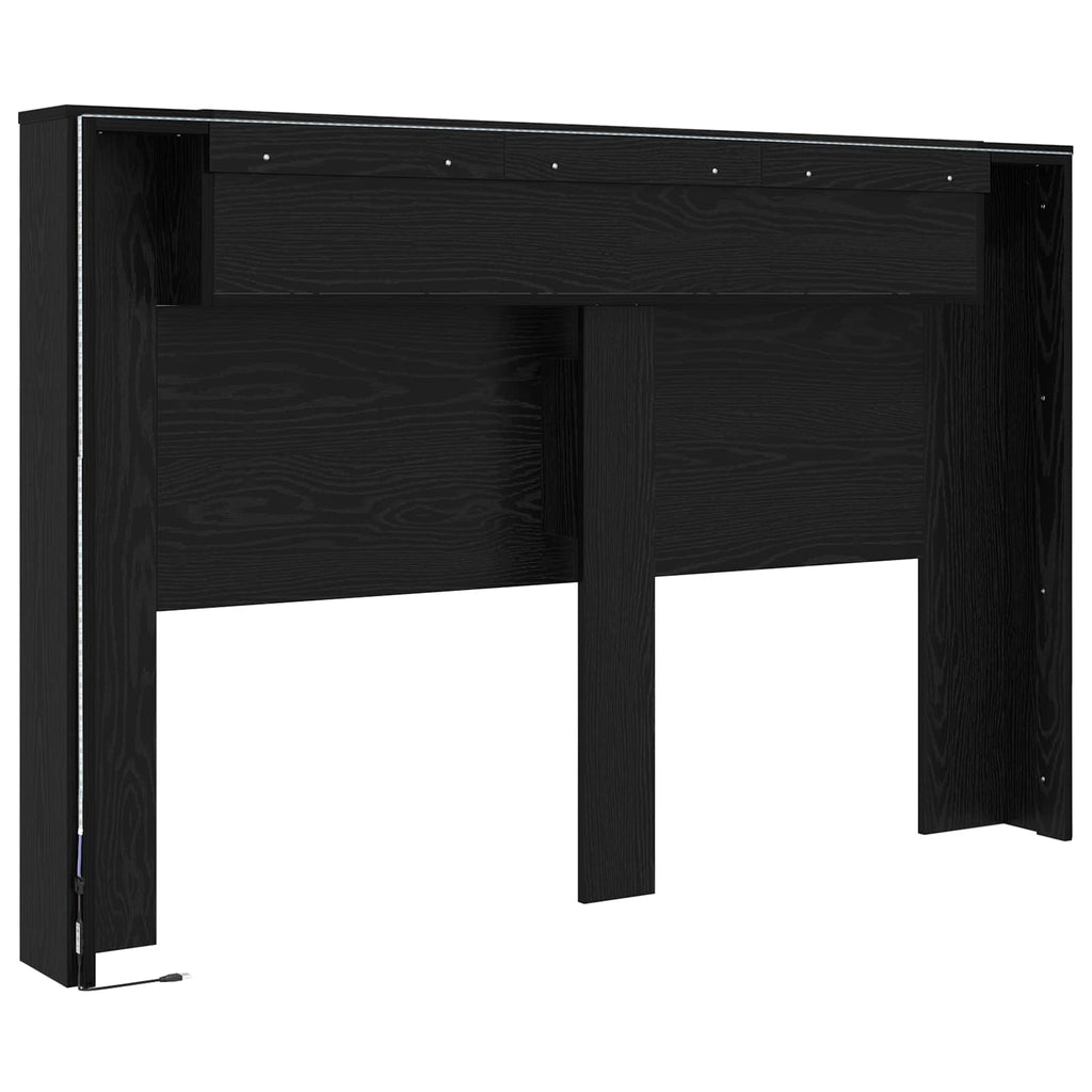 Kopfteil-Schrank Mit Led Schwarze Eiche 160 X 16,5 X 103,5 Cm