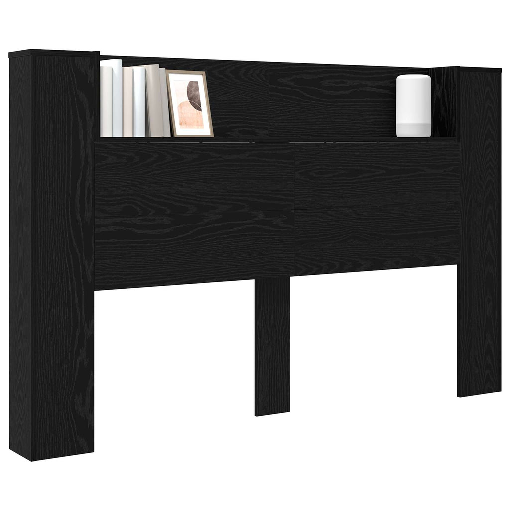 Kopfteil-Schrank Mit Led Schwarze Eiche 160 X 16,5 X 103,5 Cm