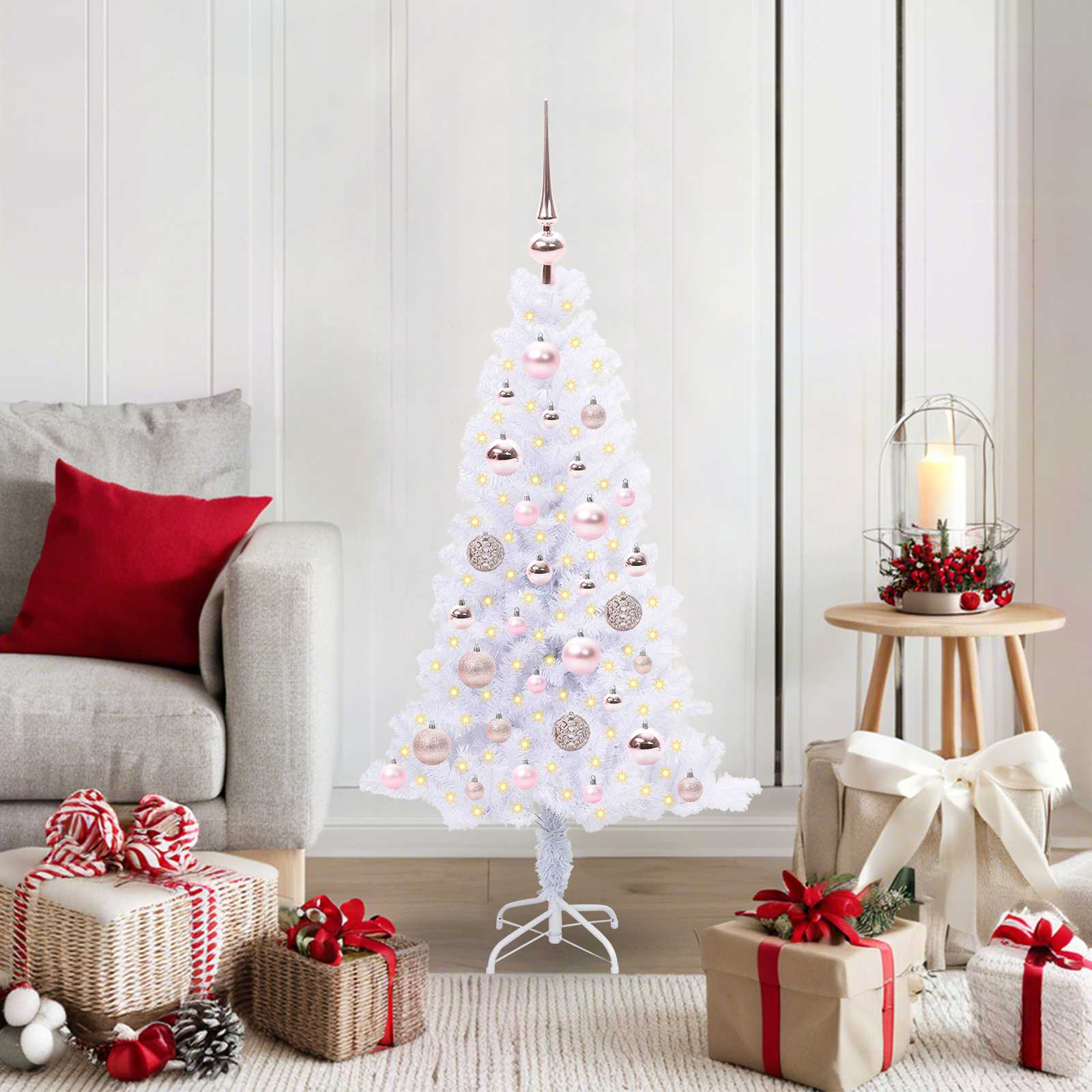 Künstlicher Weihnachtsbaum Weiß Pvc Und Stahl