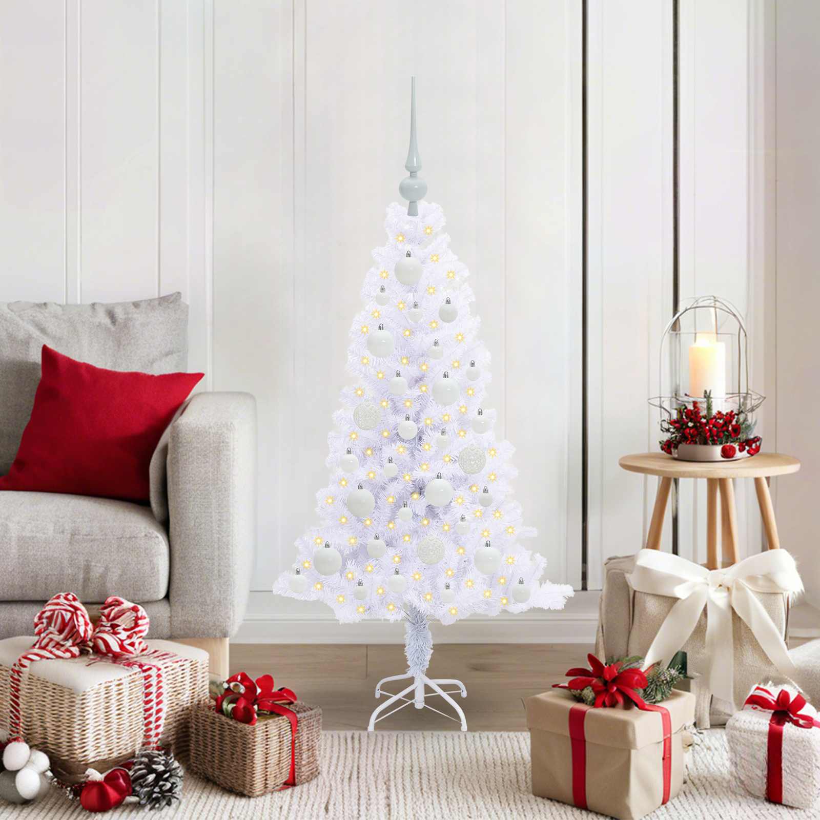 Künstlicher Weihnachtsbaum Weiß Pvc Und Stahl