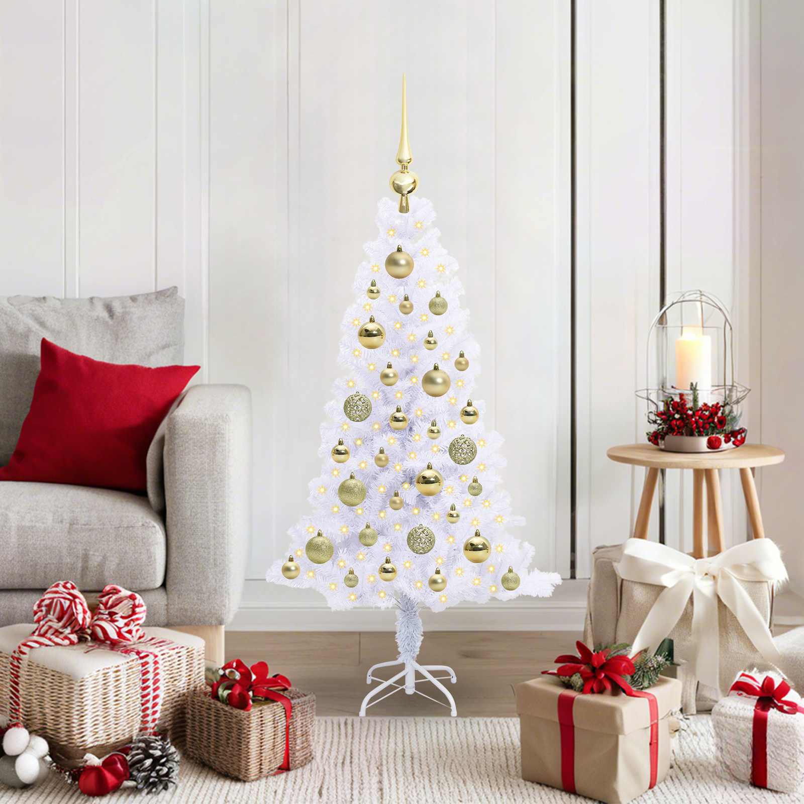 Künstlicher Weihnachtsbaum Weiß Pvc Und Stahl