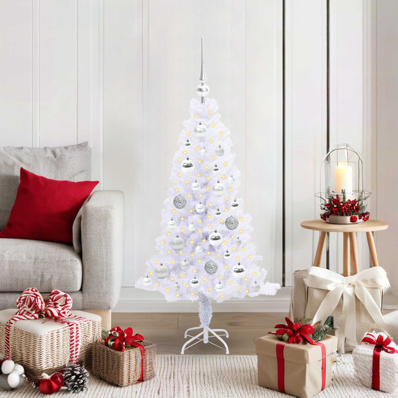 Künstlicher Weihnachtsbaum Weiß Pvc Und Stahl