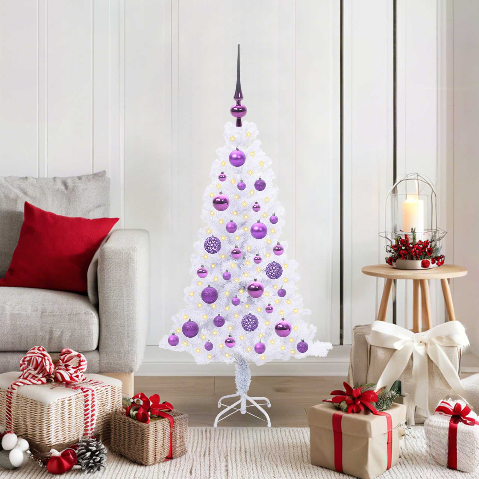 Künstlicher Weihnachtsbaum Weiß Pvc Und Stahl