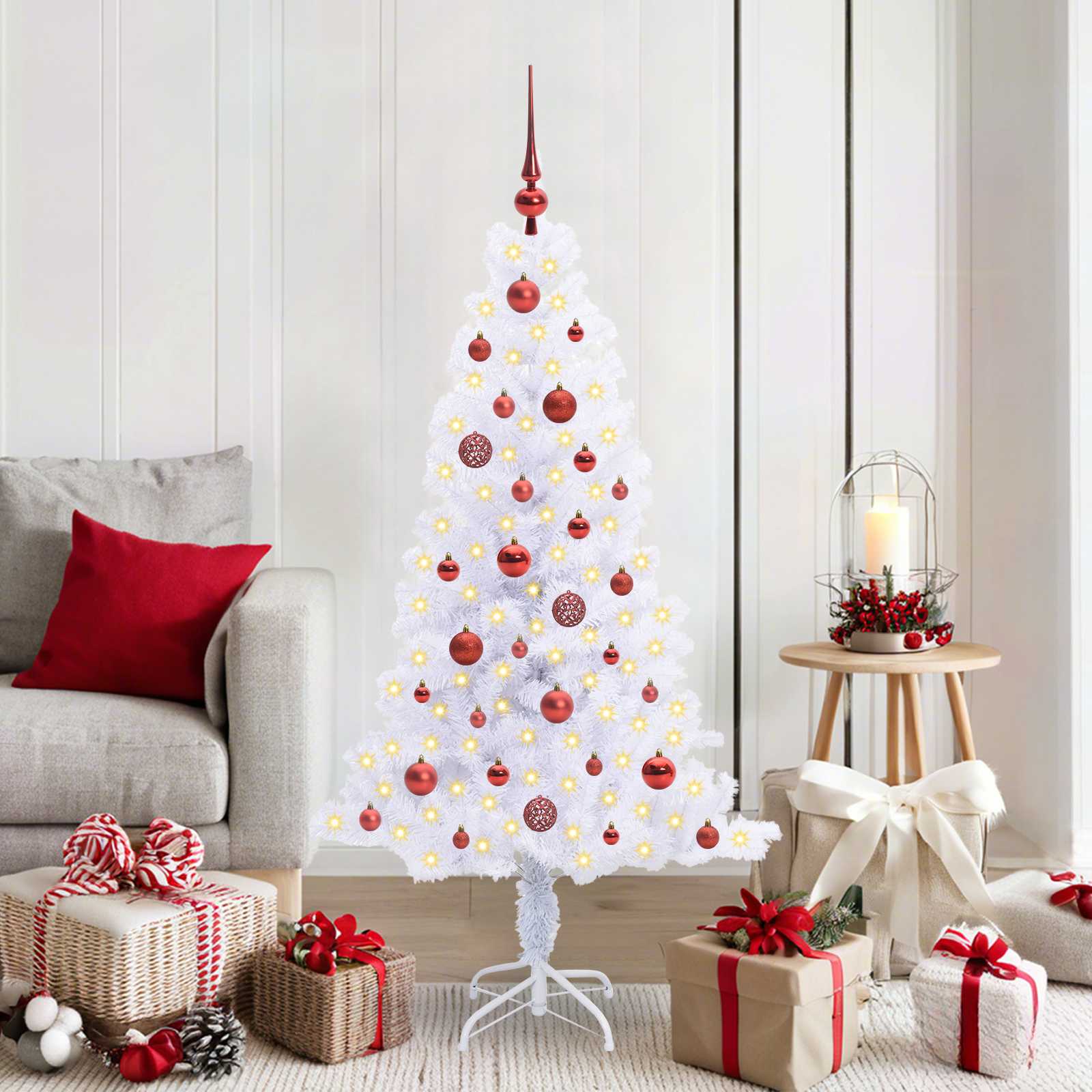 Künstlicher Weihnachtsbaum Weiß Pvc Und Stahl