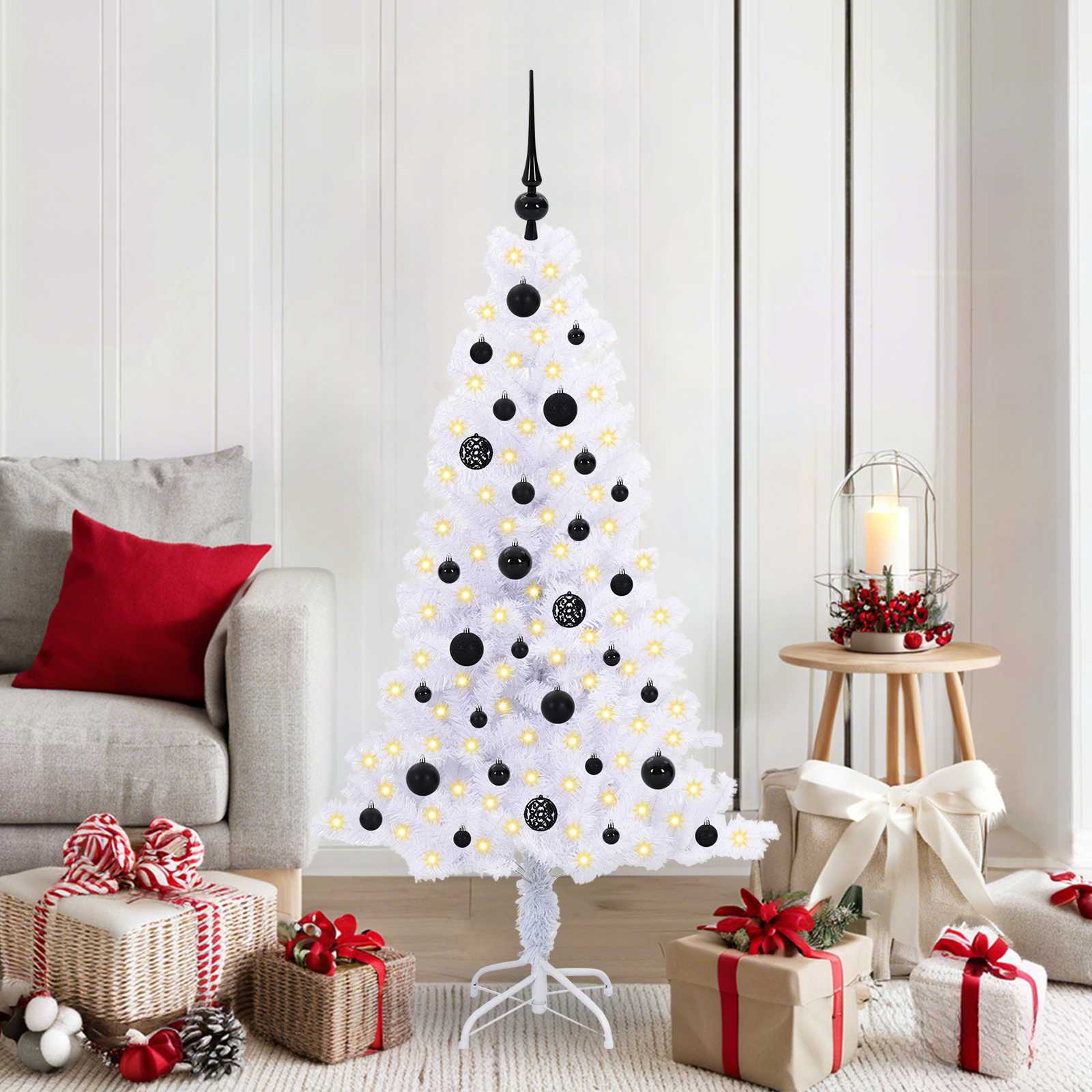 Künstlicher Weihnachtsbaum Weiß Pvc Und Stahl