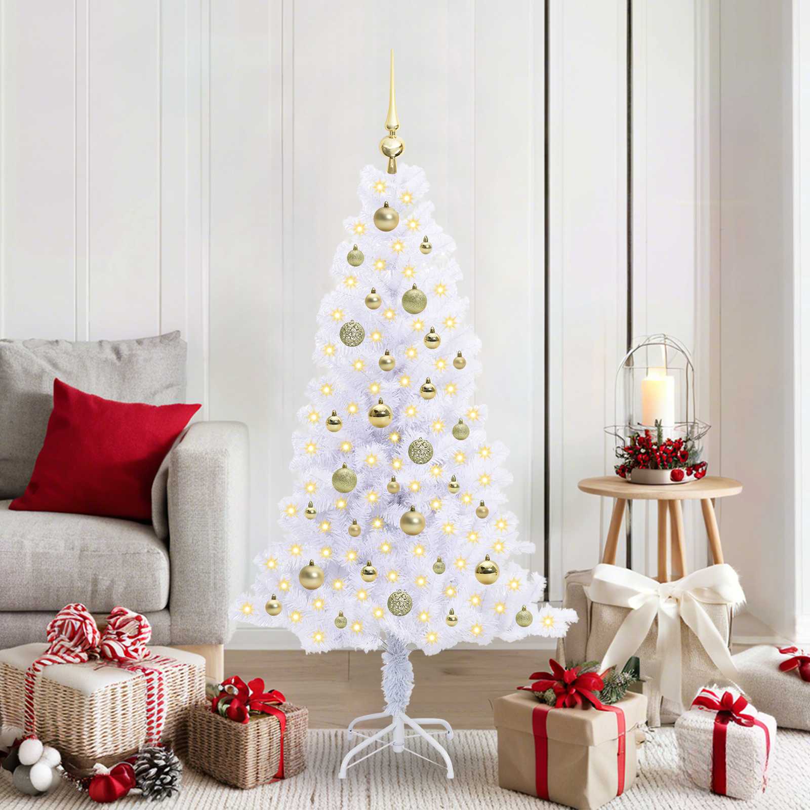 Künstlicher Weihnachtsbaum Weiß Pvc Und Stahl
