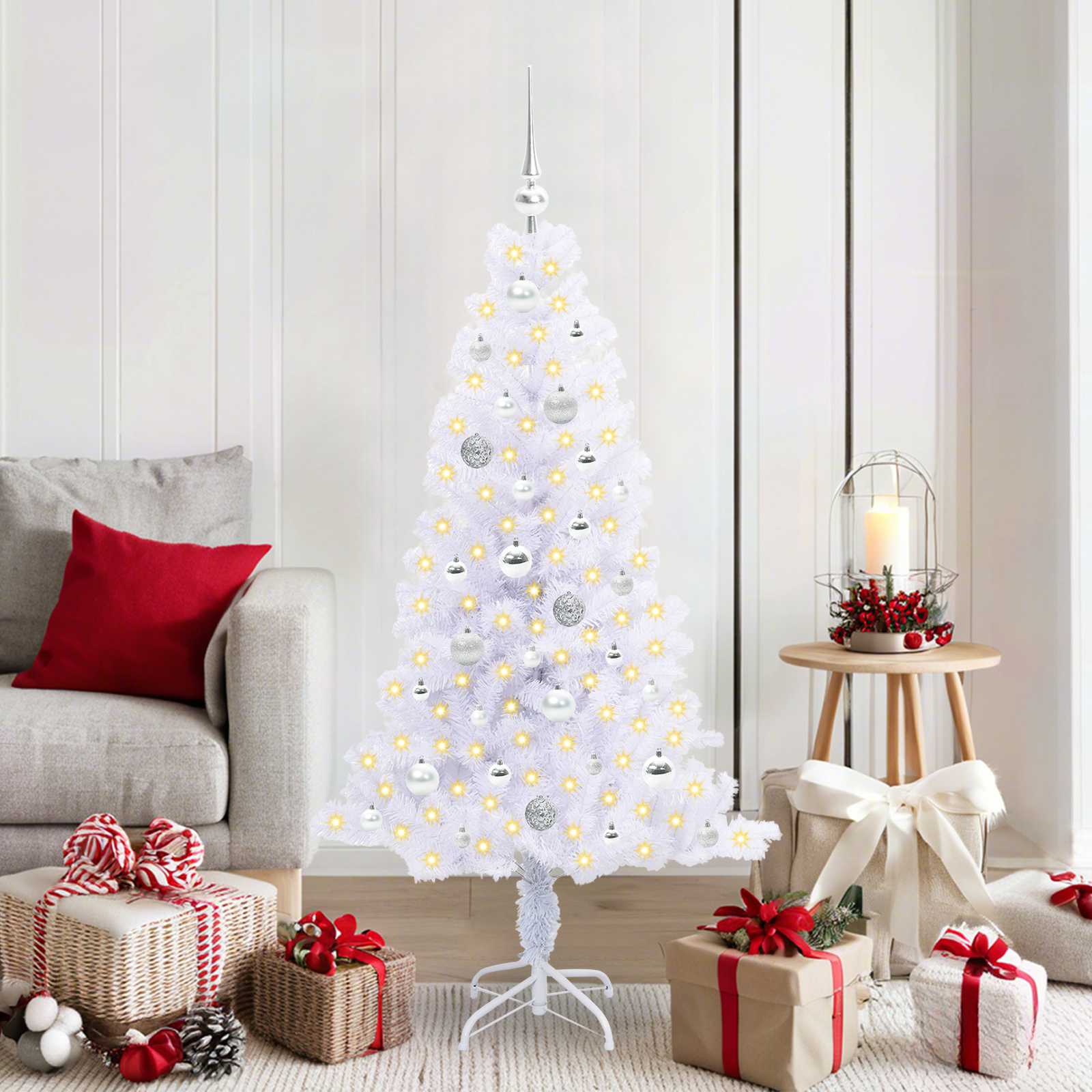 Künstlicher Weihnachtsbaum Weiß Pvc Und Stahl