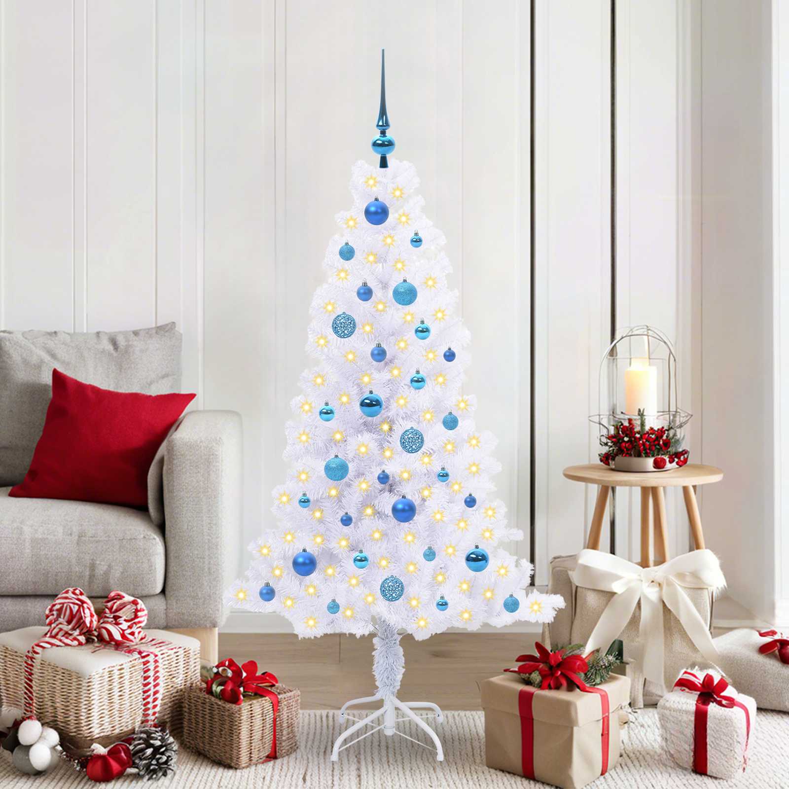 Künstlicher Weihnachtsbaum Weiß Pvc Und Stahl