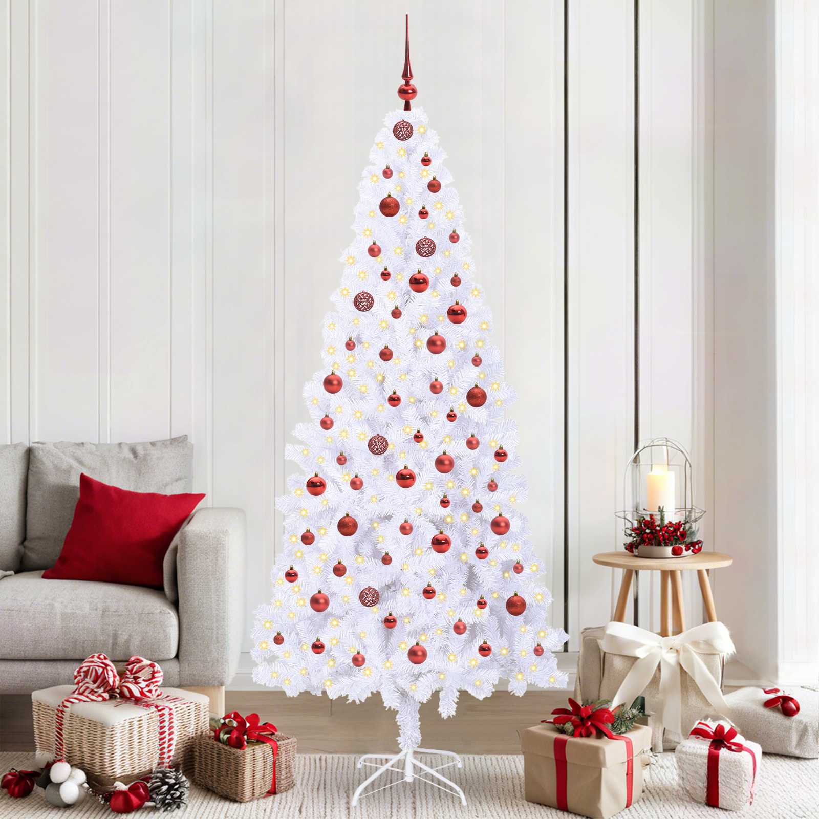 Künstlicher Weihnachtsbaum Weiß Pvc Und Stahl