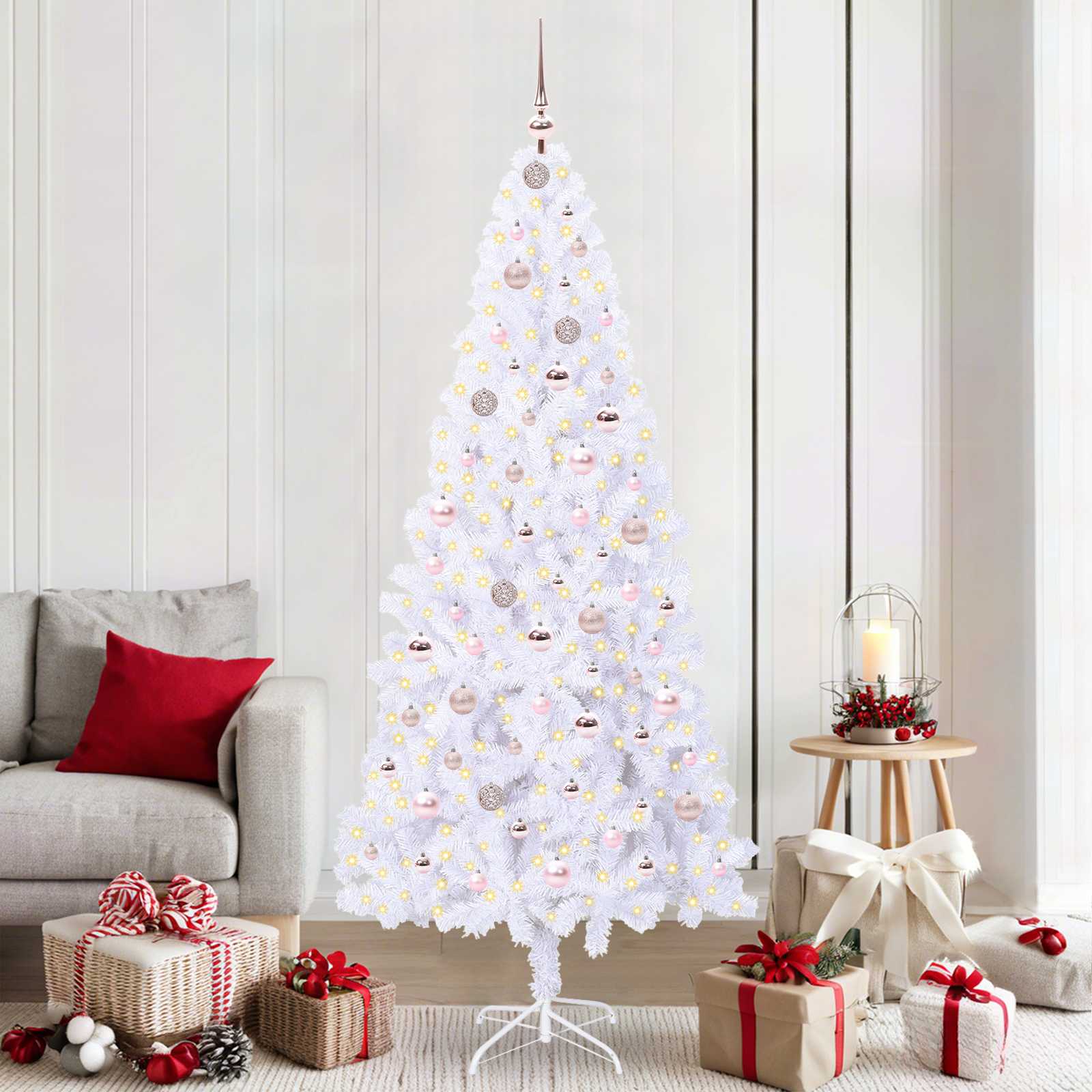 Künstlicher Weihnachtsbaum Weiß Pvc Und Stahl