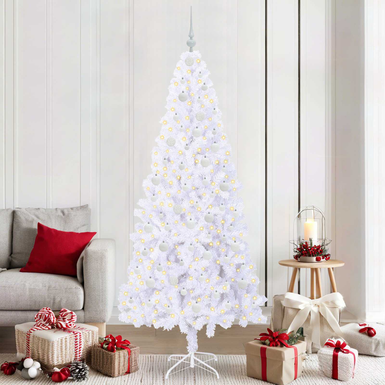 Künstlicher Weihnachtsbaum Weiß Pvc Und Stahl