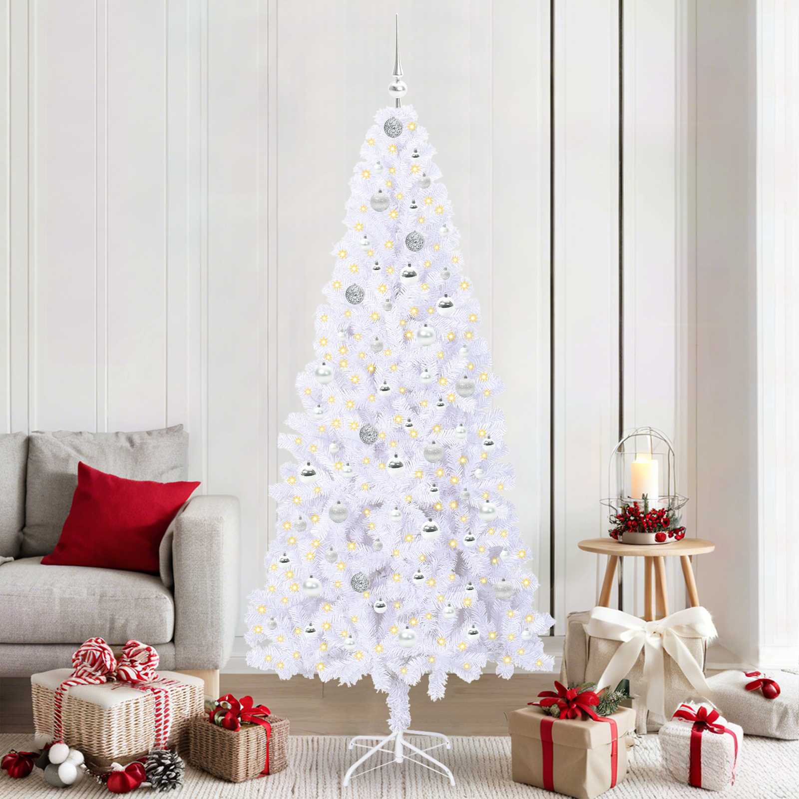 Künstlicher Weihnachtsbaum Weiß Pvc Und Stahl