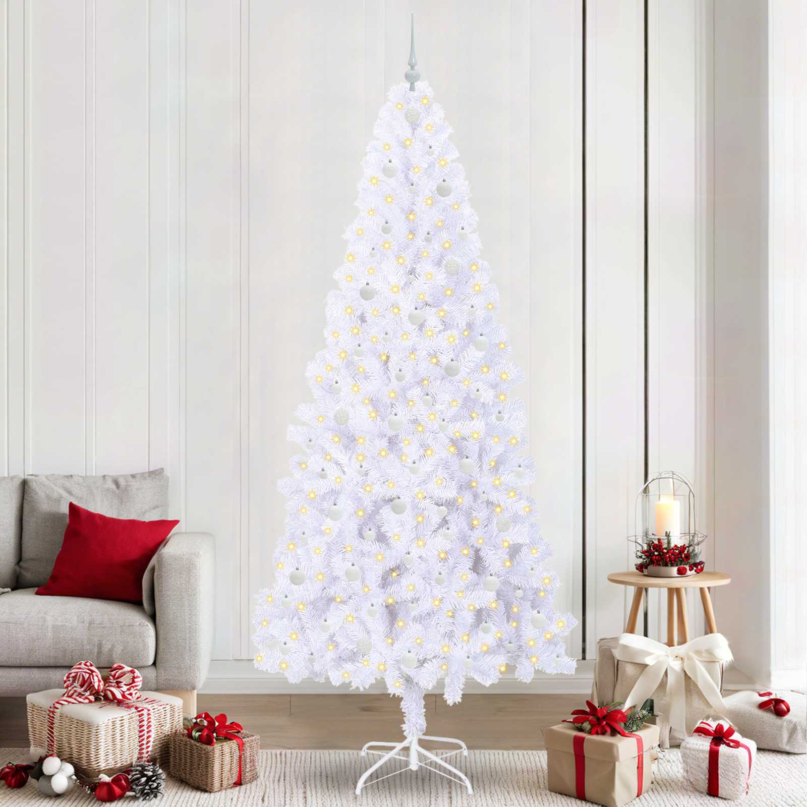 Künstlicher Weihnachtsbaum Weiß Pvc Und Stahl