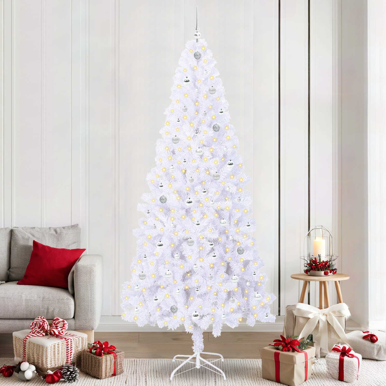 Künstlicher Weihnachtsbaum Weiß Pvc Und Stahl
