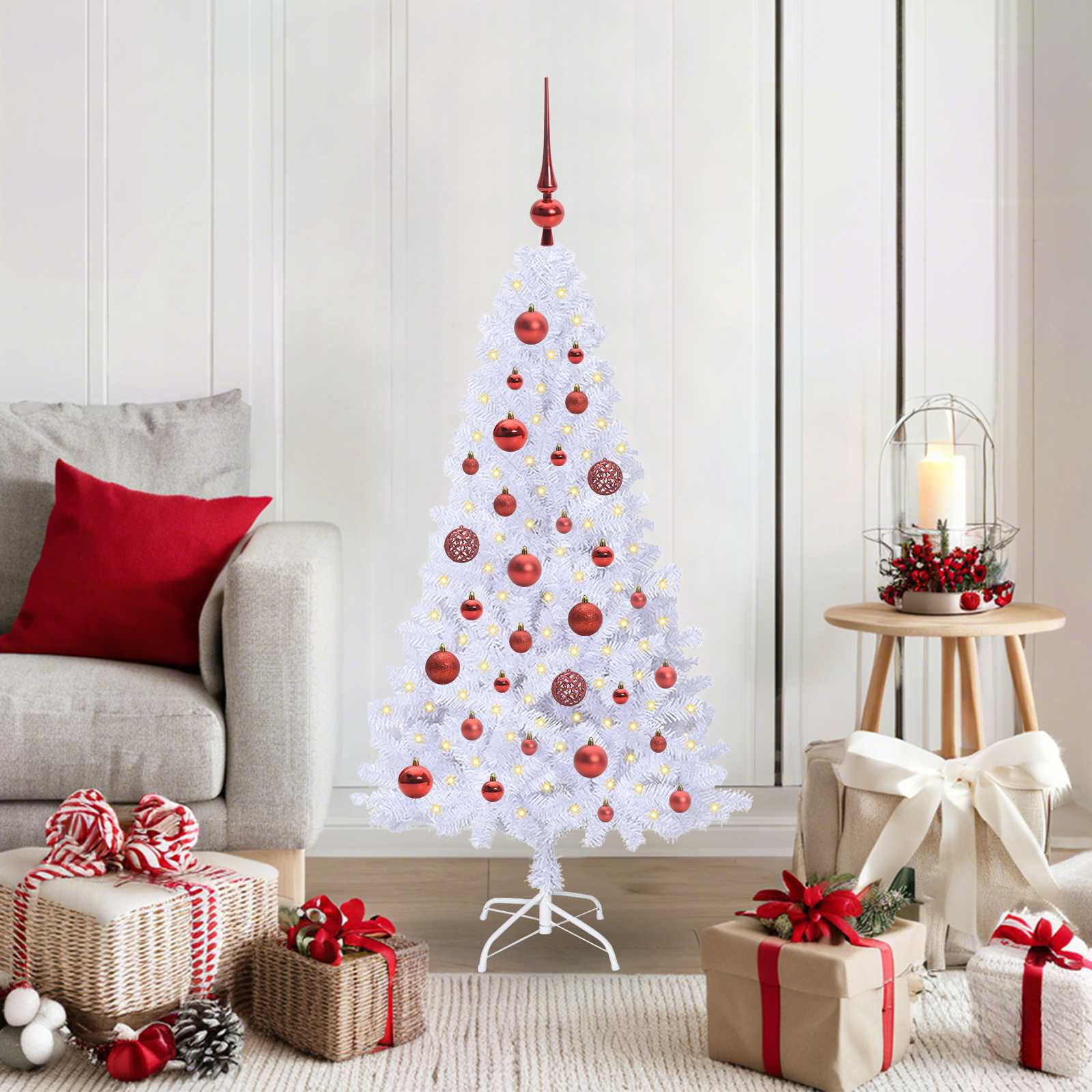 Künstlicher Weihnachtsbaum Weiß Pvc Und Stahl