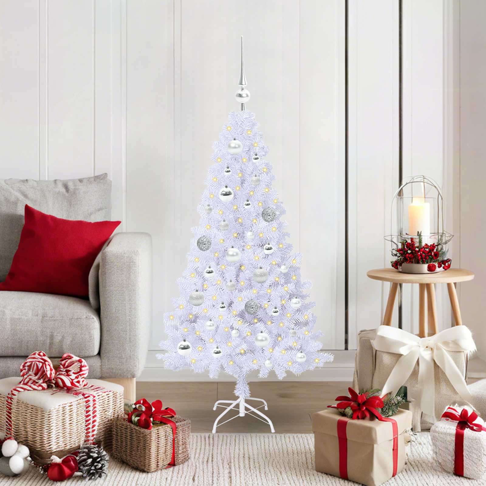 Künstlicher Weihnachtsbaum Weiß Pvc Und Stahl