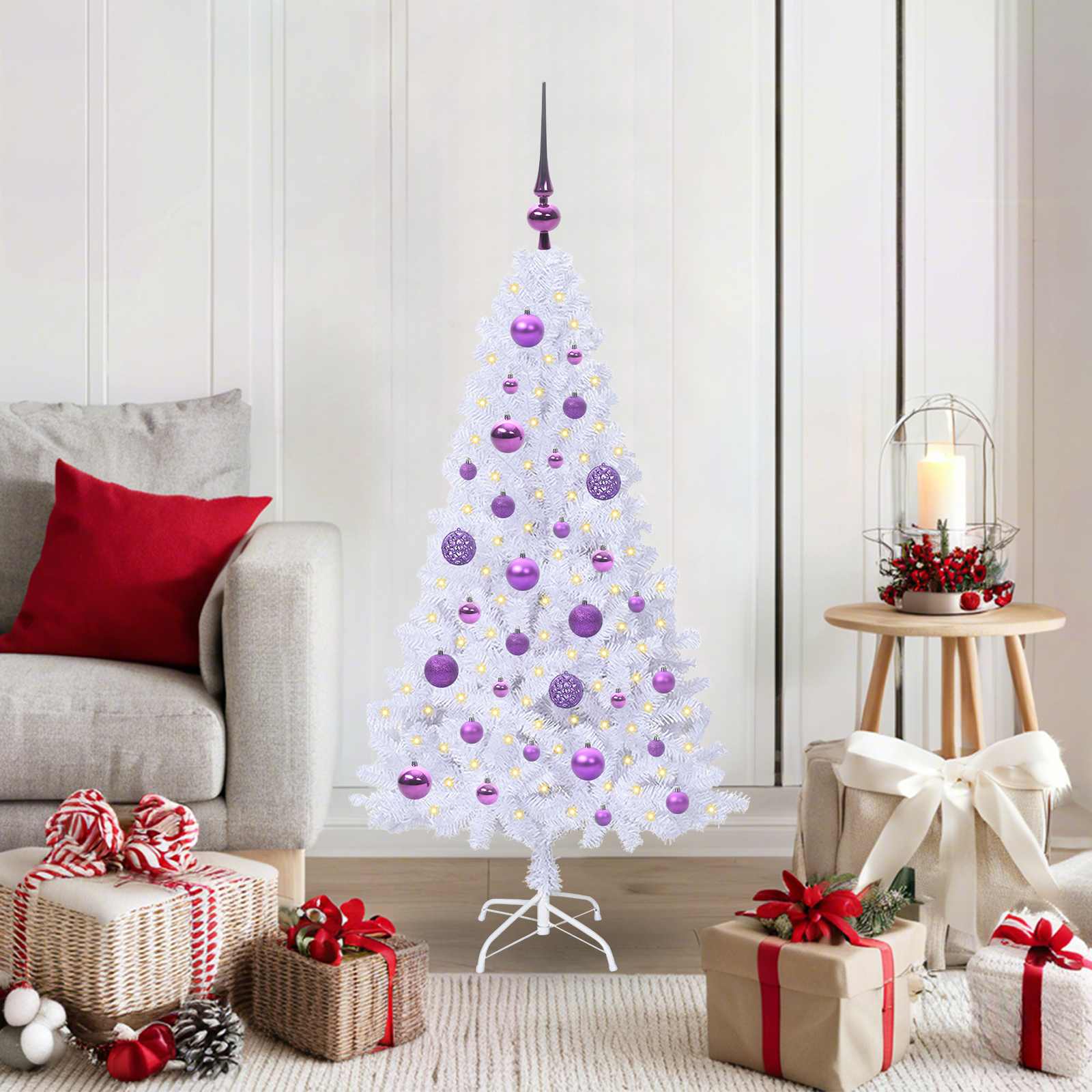 Künstlicher Weihnachtsbaum Weiß Pvc Und Stahl