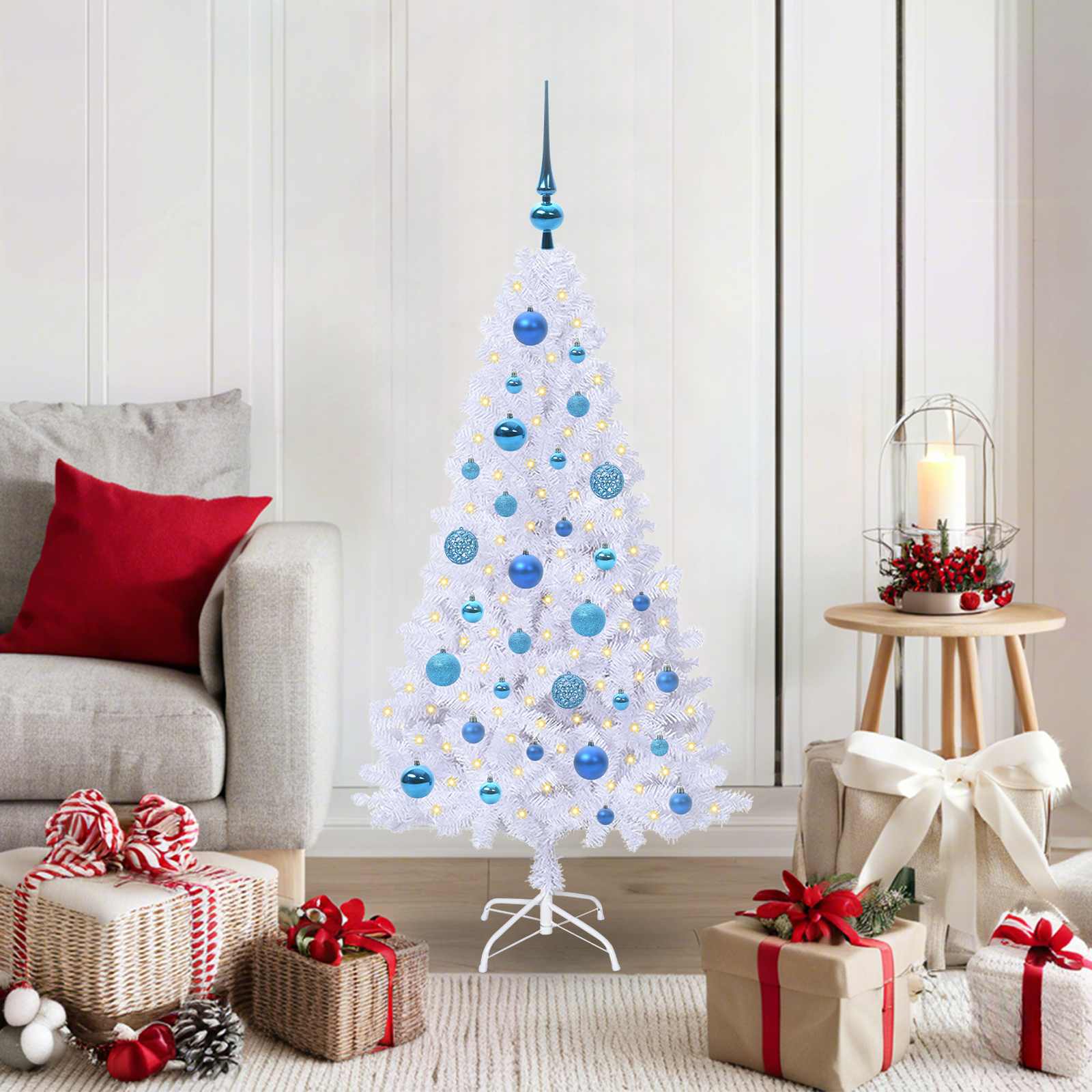 Künstlicher Weihnachtsbaum Weiß Pvc Und Stahl