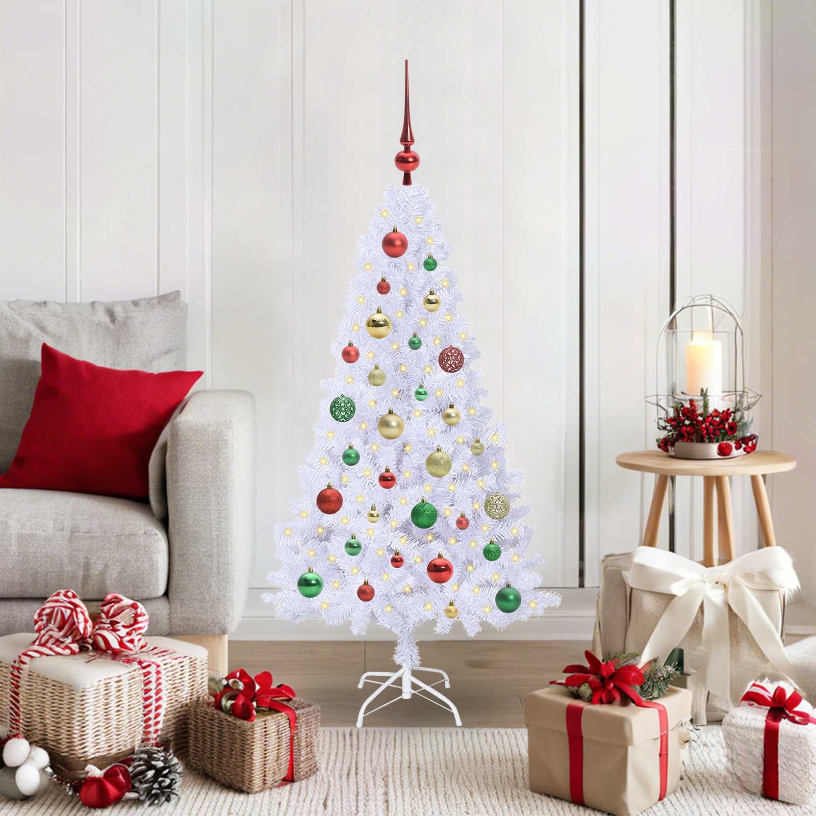 Künstlicher Weihnachtsbaum Weiß Pvc Und Stahl