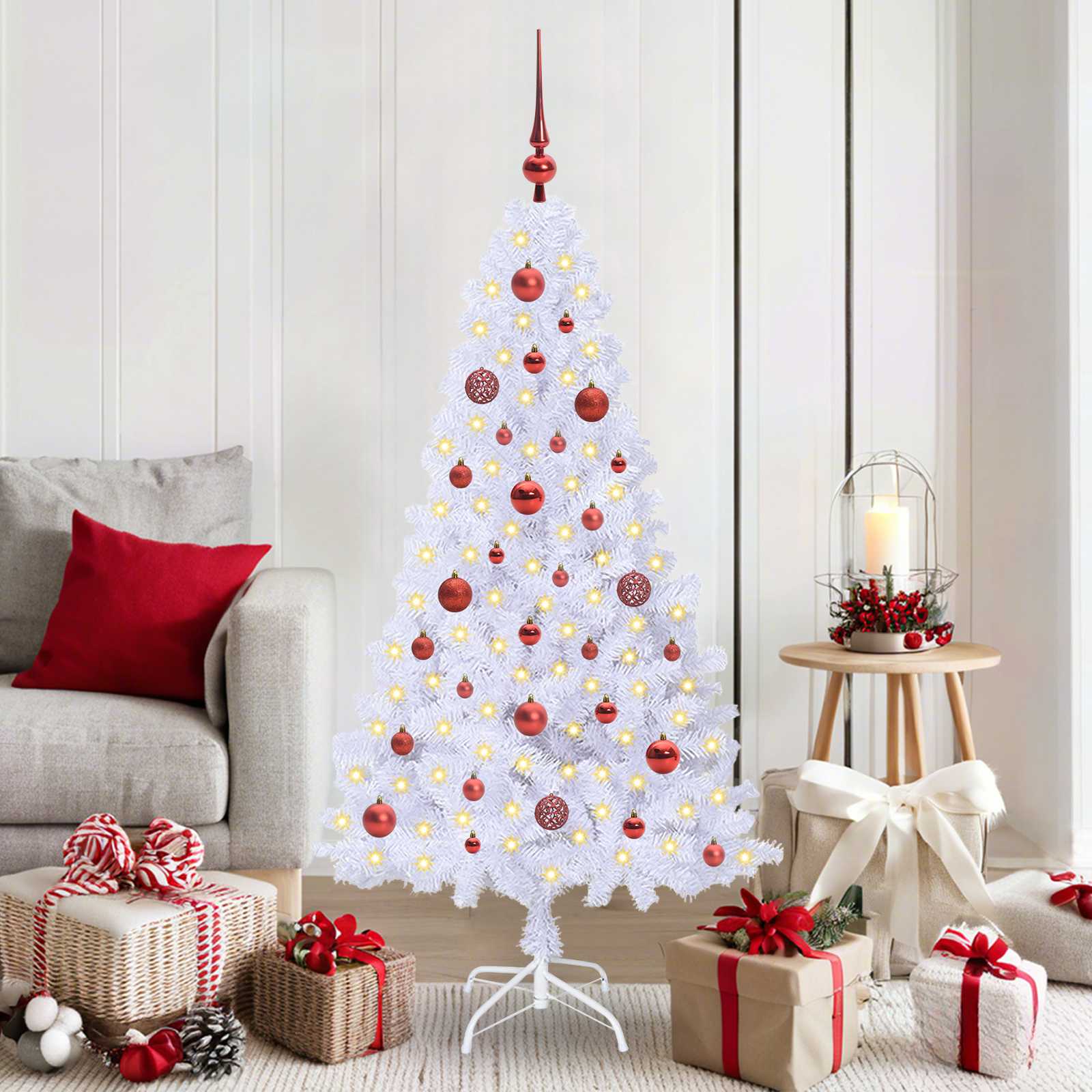 Künstlicher Weihnachtsbaum Weiß Pvc Und Stahl